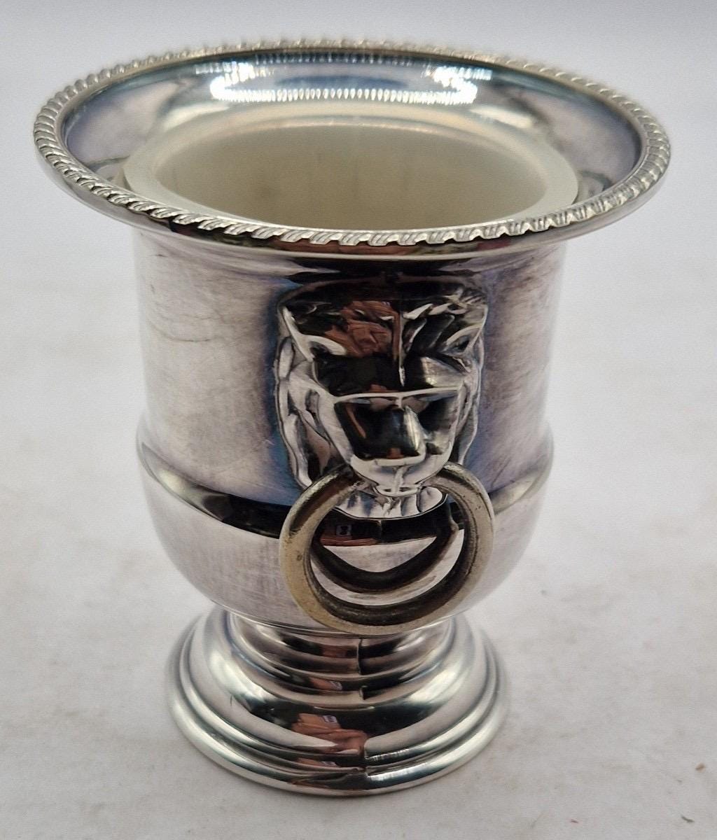 Vintage Viners of Sheffield England Silver Plated Lion Head Urn, Mini Wine Cooler, Toothpick Holder, Silver Plate Vase, Vintage Barware