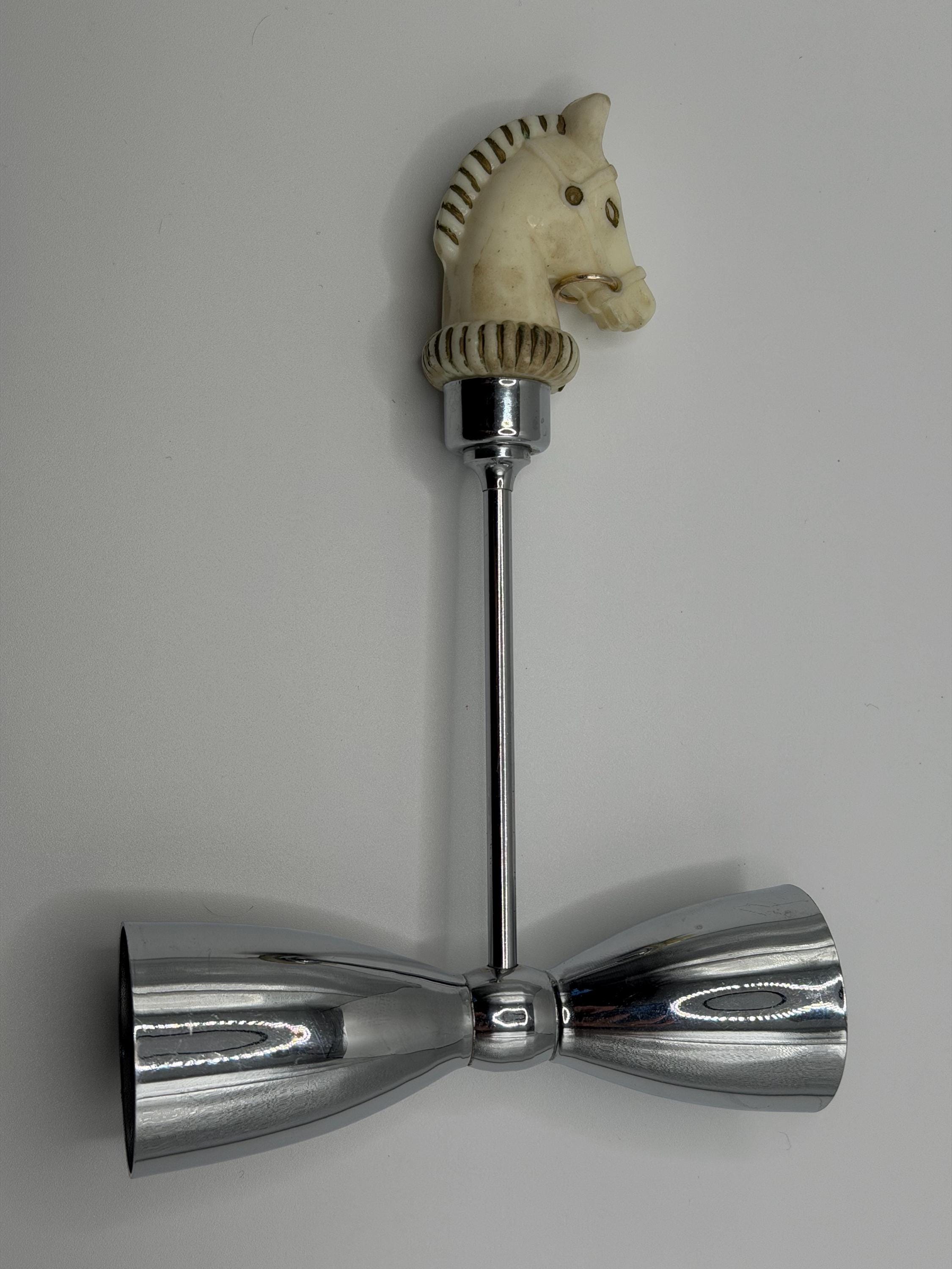 Vintage Horse Head Cocktail Jigger | Equestrian Barware | Double Spirit Measure | Horse Racing Home Bar Decor
