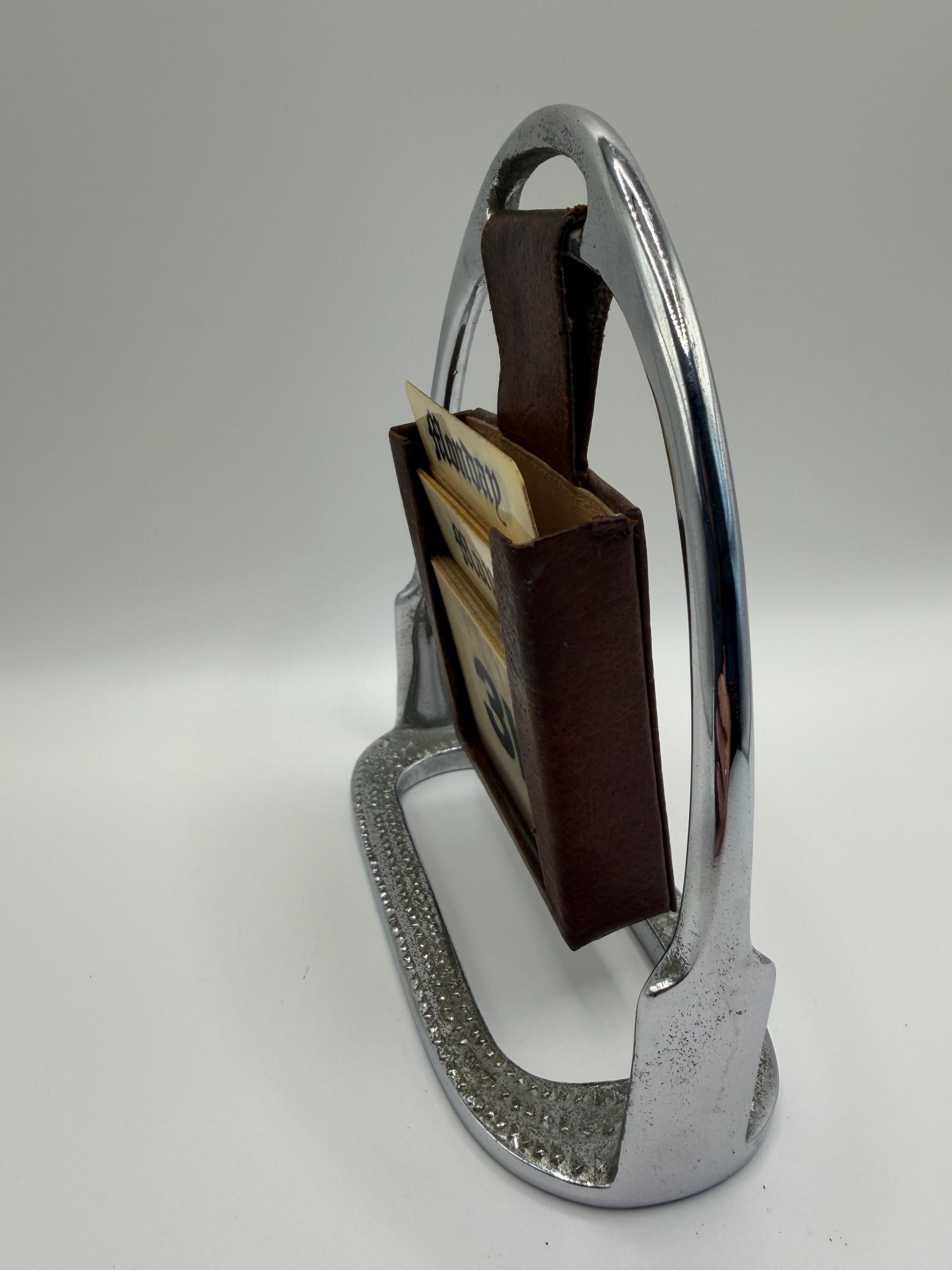 Vintage Stirrup Desk Calendar with Chrome & Leather Detail | Equestrian Decor | Ralph Lauren Style Study Accessory