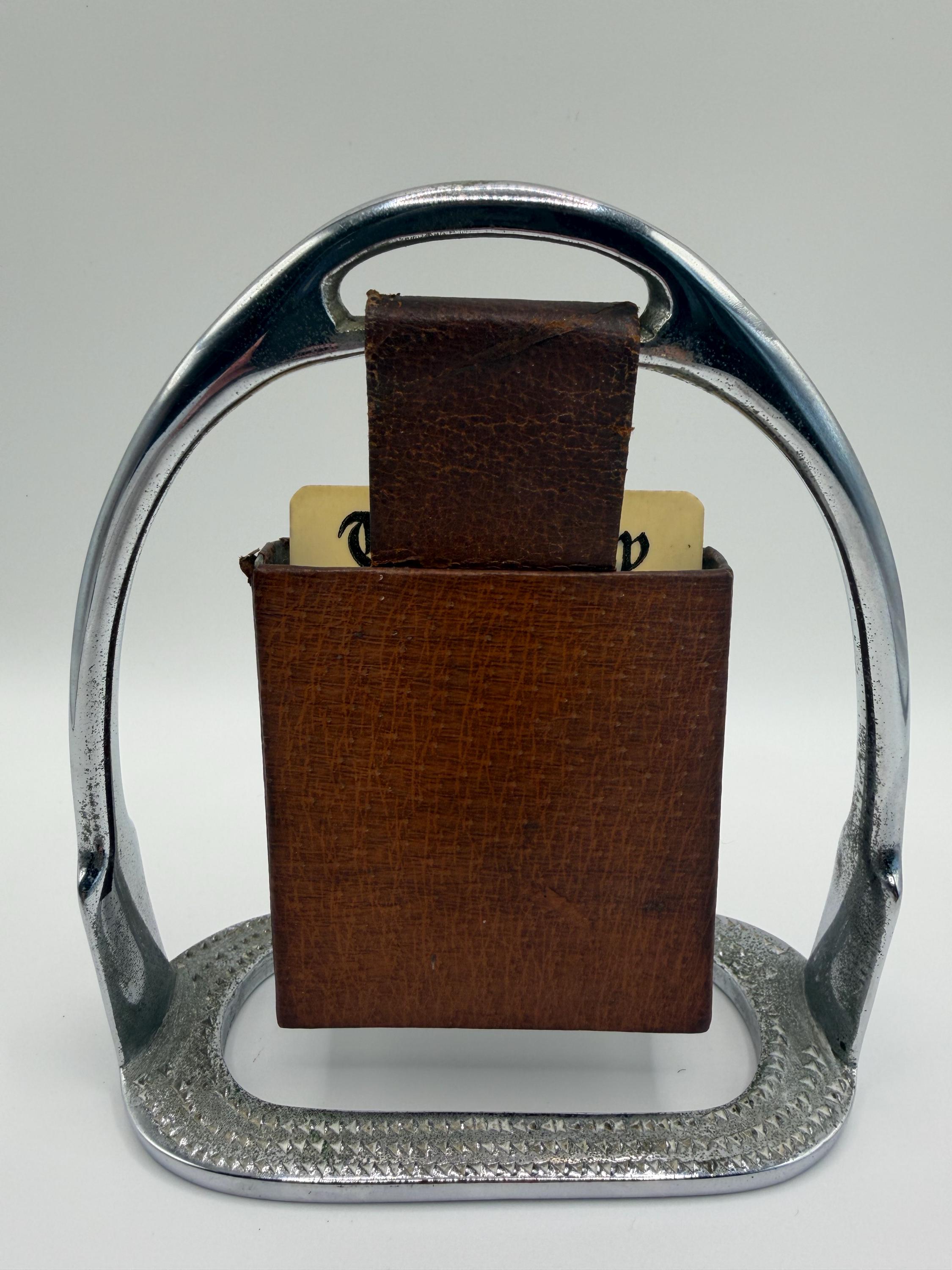 Vintage Stirrup Desk Calendar with Chrome & Leather Detail | Equestrian Decor | Ralph Lauren Style Study Accessory