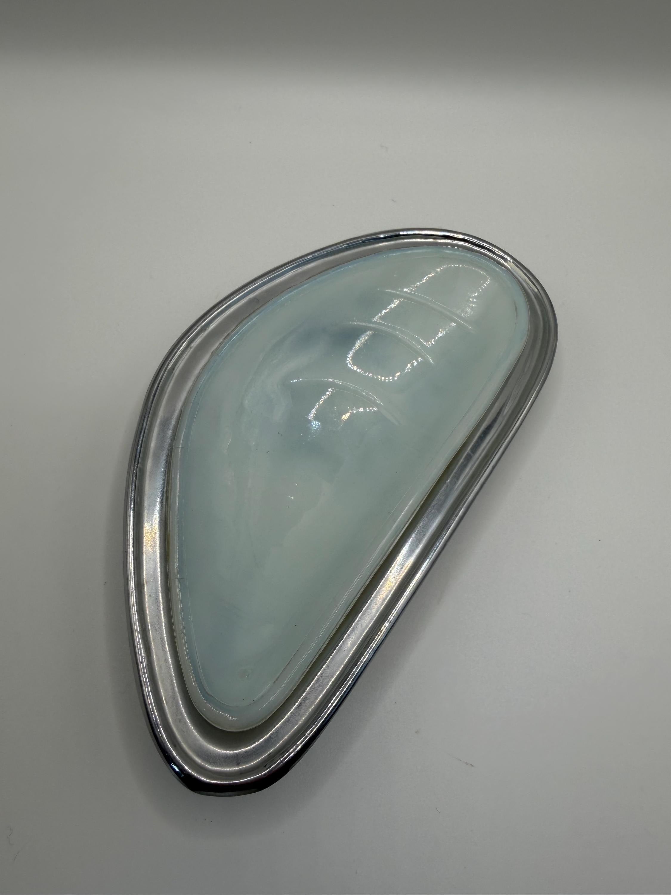 Vintage Shell Shaped Caviar Dish with Removable Glass Insert | Silver Clam Shell Dish | Nautical Decor | Coastal Tableware