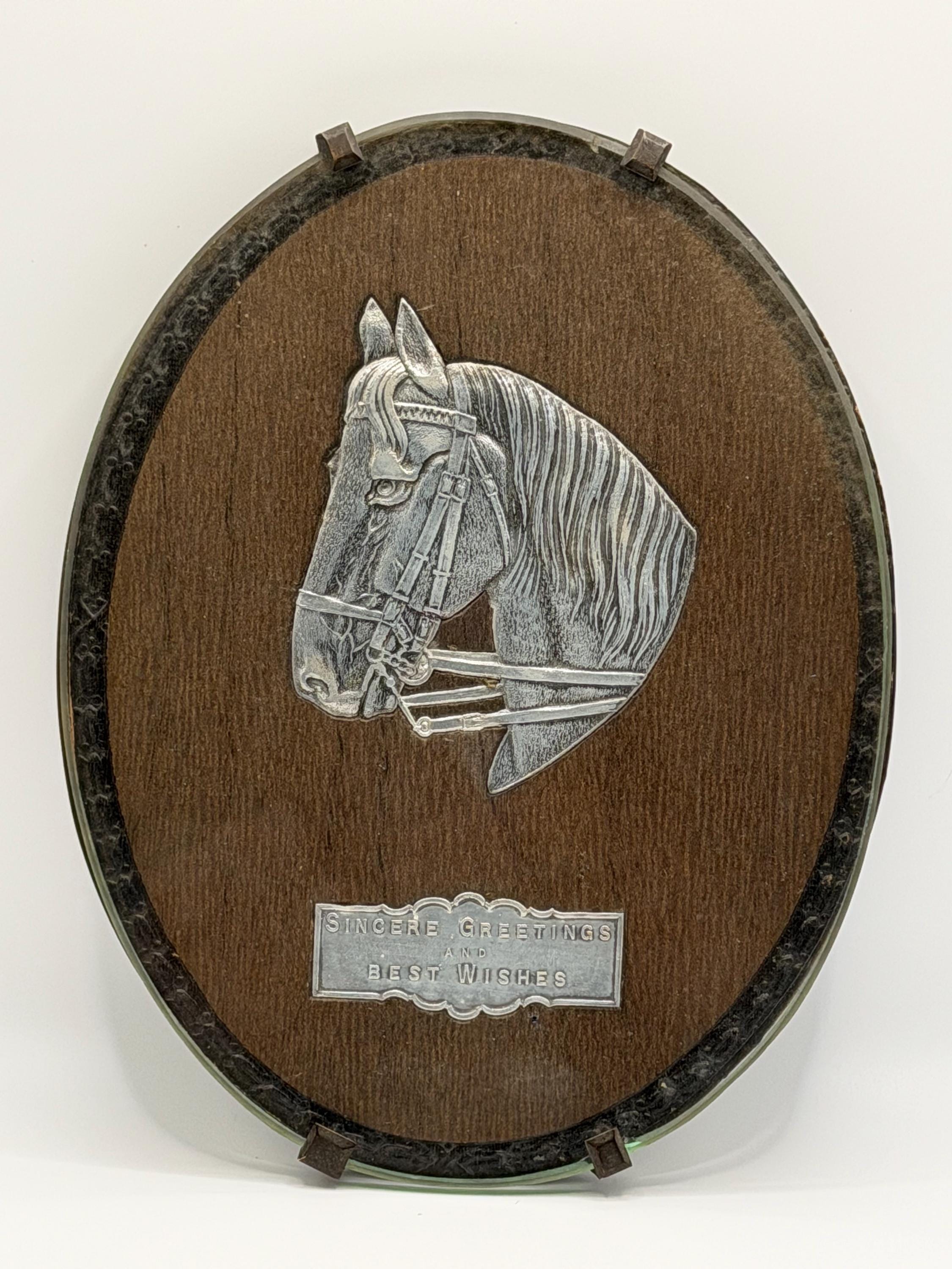 Rare Vintage Equestrian Horse Head Wall Plaque Under Original Glass | Country House Horse Decor | Boot Room Office Styling | Ralph Lauren