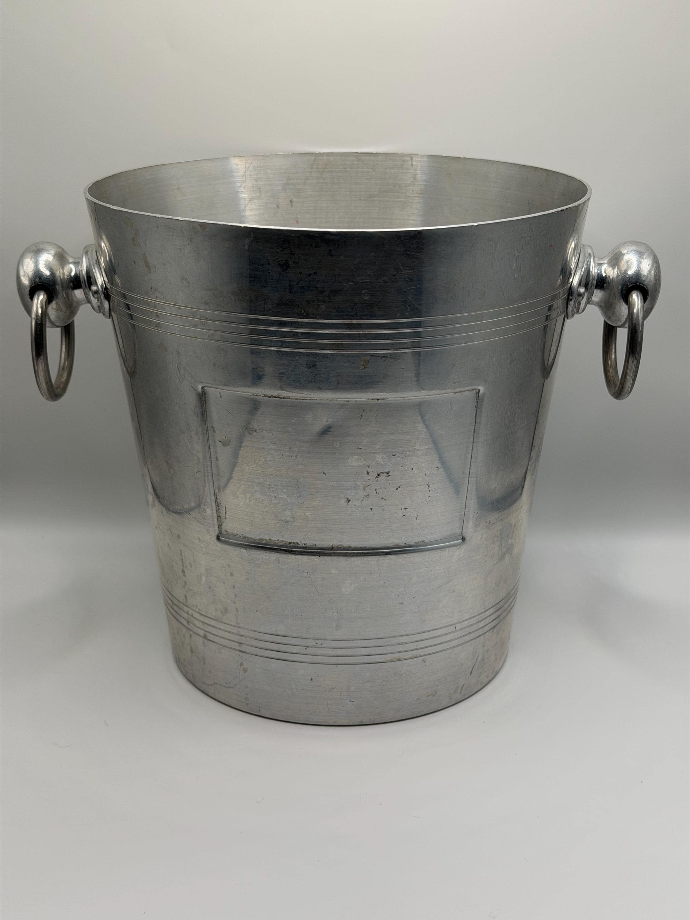 Vintage French Champagne Bucket / Wine Cooler  Made in France  Silver Champagne Cooler  French Barware  Country House Decor