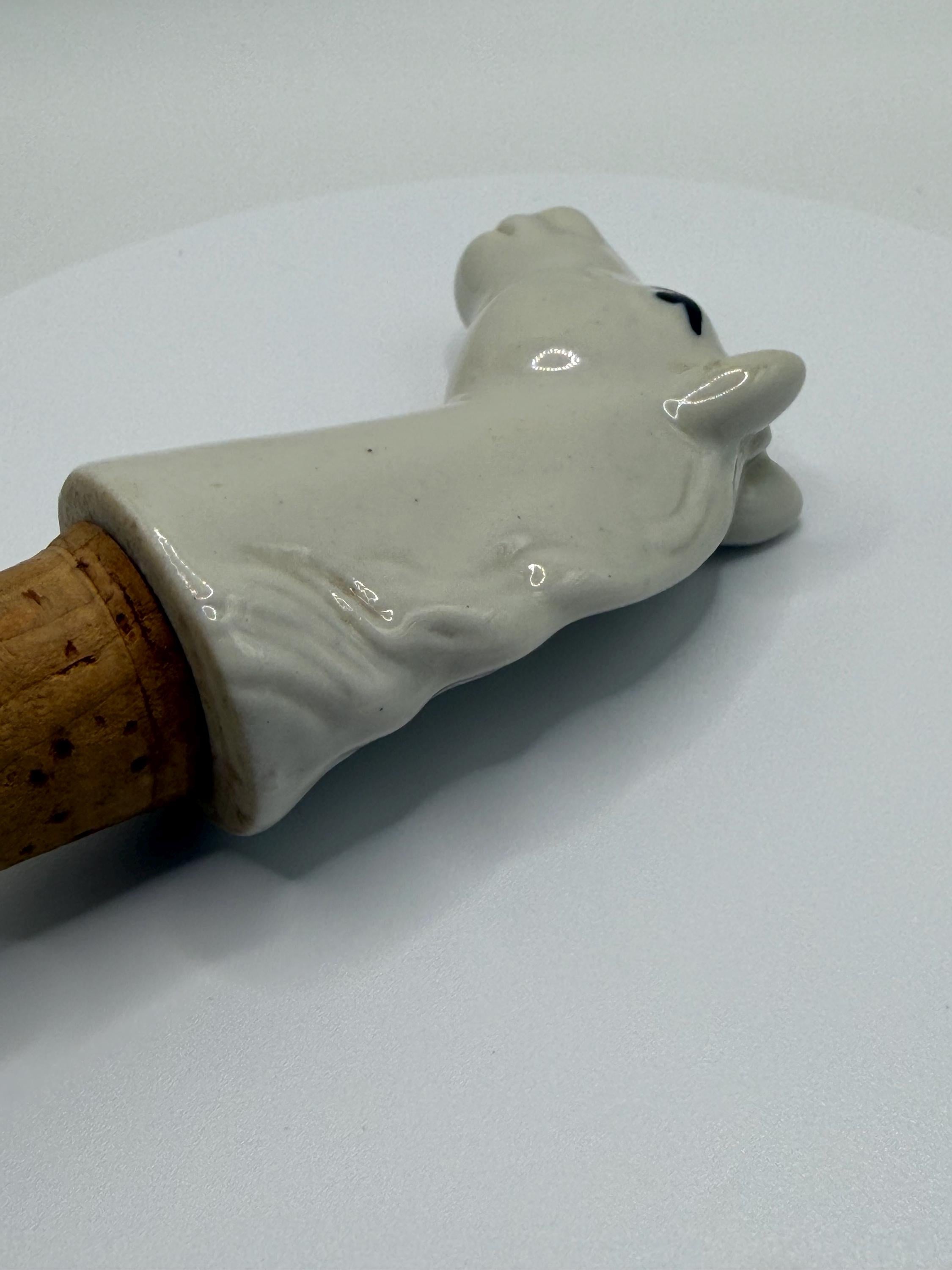 Vintage Ceramic Horse Head Bottle Stopper / Pourer | White Horse Whisky Barware | 1960s Equestrian Decor | Country House Bar Accessory