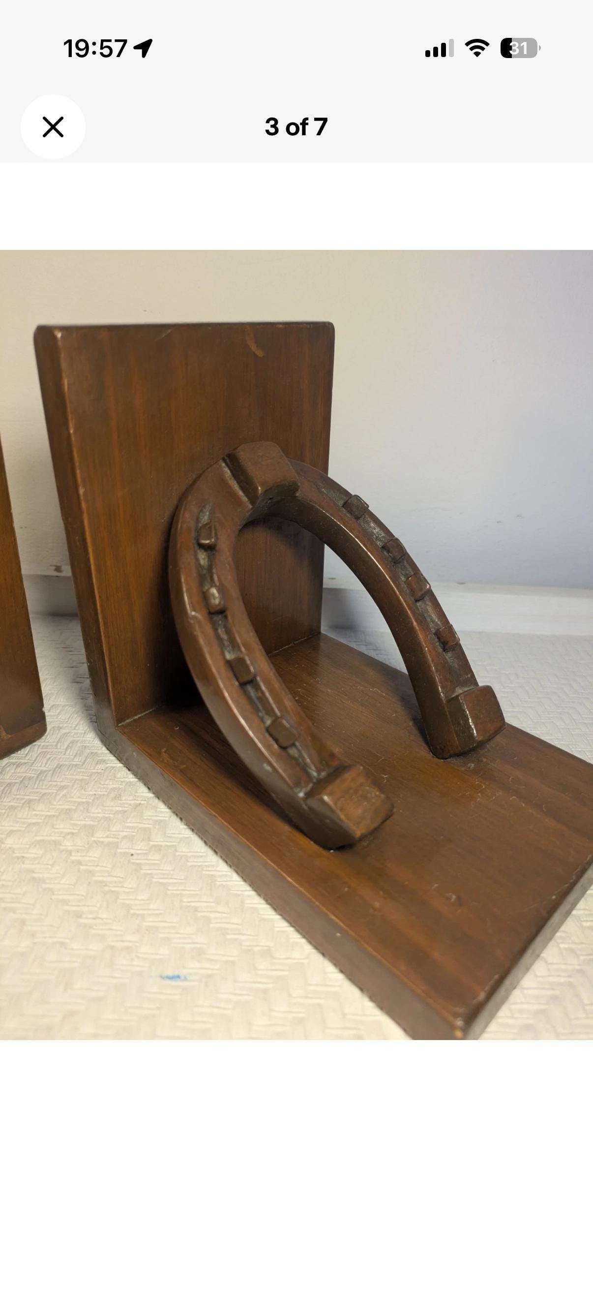 Vintage Wooden Horseshoe Bookends | Equestrian Country House Decor | Rustic Horse Lover Gift | Vintage Study Shelf Styling | Cottagecore