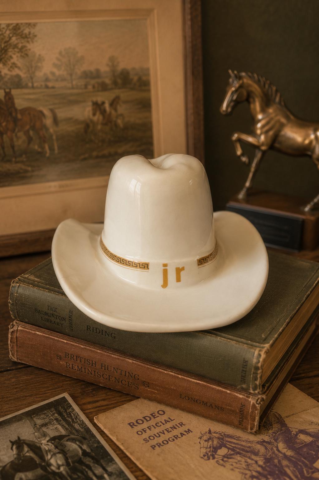 Vintage Ceramic Cowboy Hat Money Box | Retro Western Decor | Dallas Inspired Americana | Cowboy Hat Coin Bank | Country Home Decor