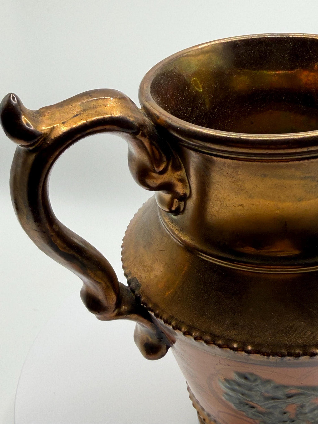 Victorian Copper Lustre Pottery Jug / Pitcher  Staffordshire Style Antique Ceramic Cream Jug  English Victorian Decor  Copper Lustre Ware