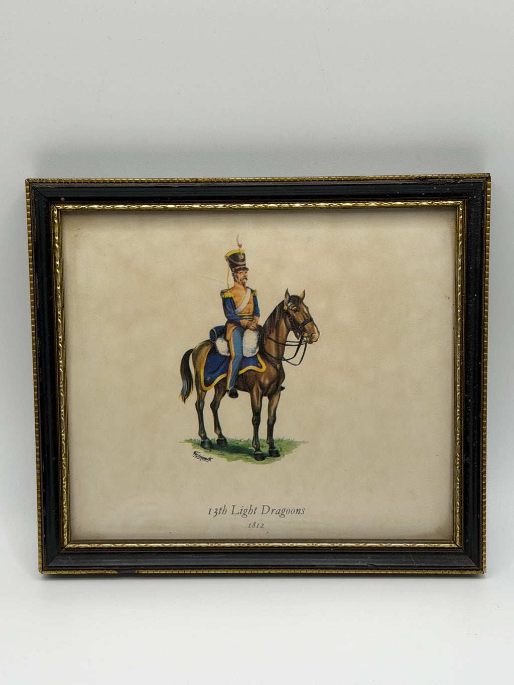 Vintage 13th Light Dragoons Framed Print  Collectible British Military Equestrian Wall Art  Regency Style Cavalry Horse Print