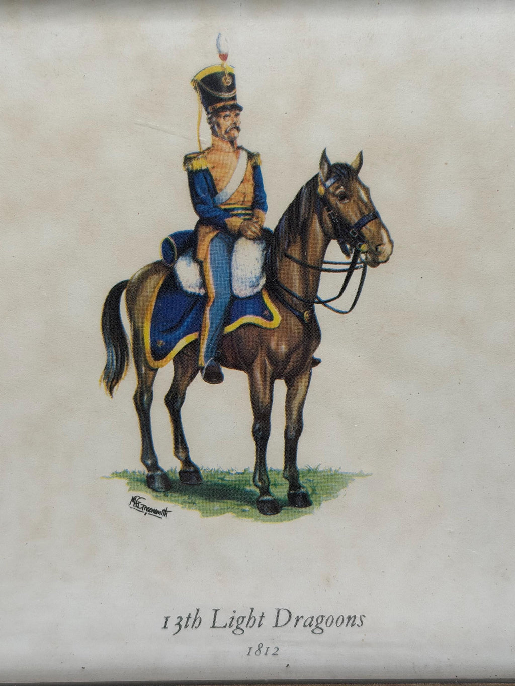 Vintage 13th Light Dragoons Framed Print  Collectible British Military Equestrian Wall Art  Regency Style Cavalry Horse Print