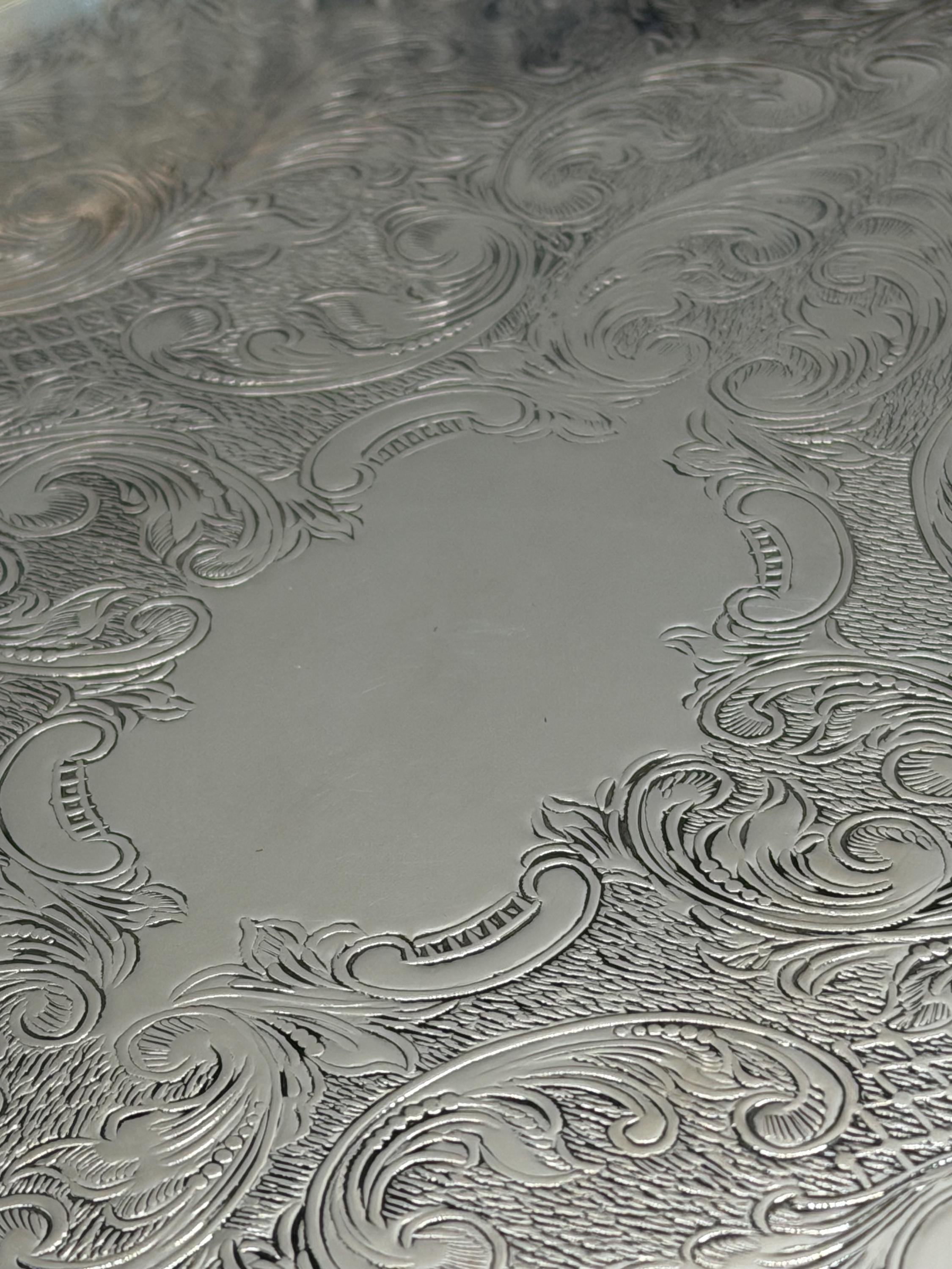 Vintage Silver Plate Gallery Tray | Ornate Pierced Edge Serving Tray | Silver on Copper Drinks Tray | English Vintage Home Decor