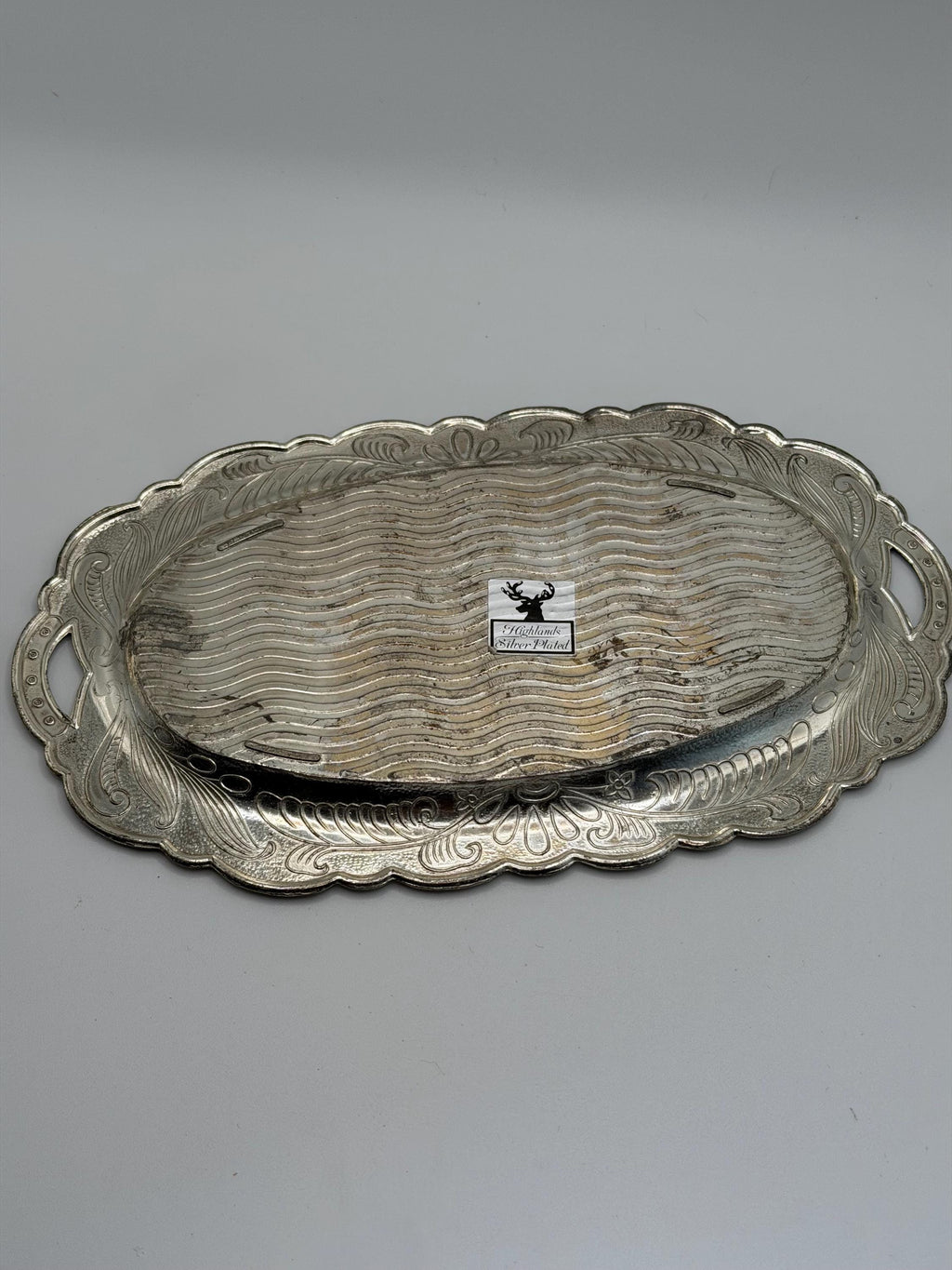 Vintage Highlands Silver Plated Tray | Small Ornate Silver Tray | Floral Silver Plate Vanity Tray | Vintage Serving Tray | Cottage Home Deco