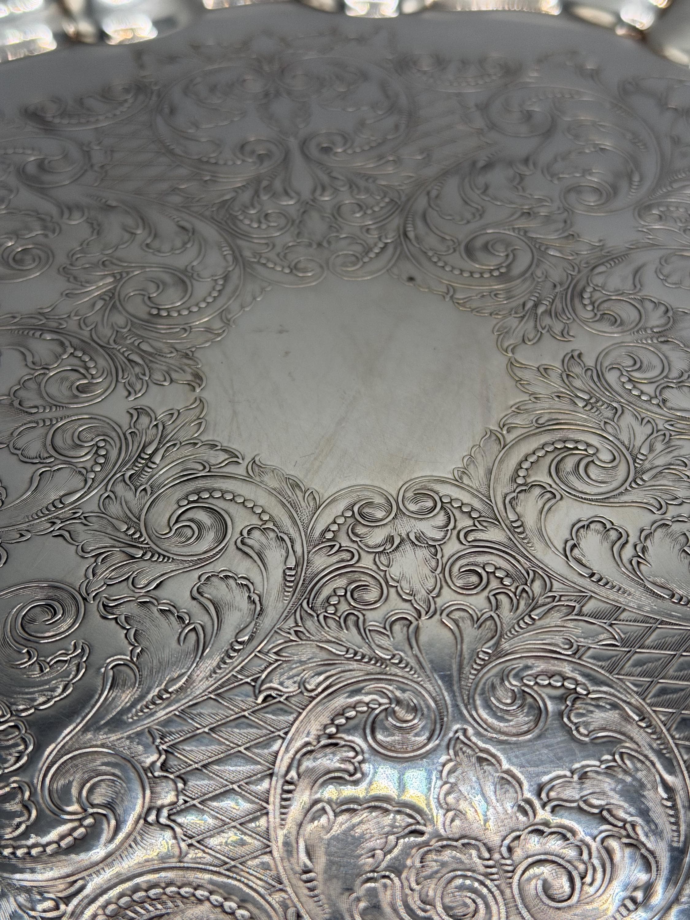 Vintage Silver Plated Ornate Gallery Tray | Decorative Coffee Table Tray | English Vintage Silver | Bar Cart Decor | Country House Style