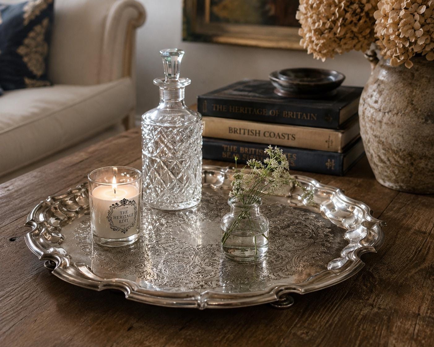 Vintage Silver Plated Ornate Gallery Tray | Decorative Coffee Table Tray | English Vintage Silver | Bar Cart Decor | Country House Style