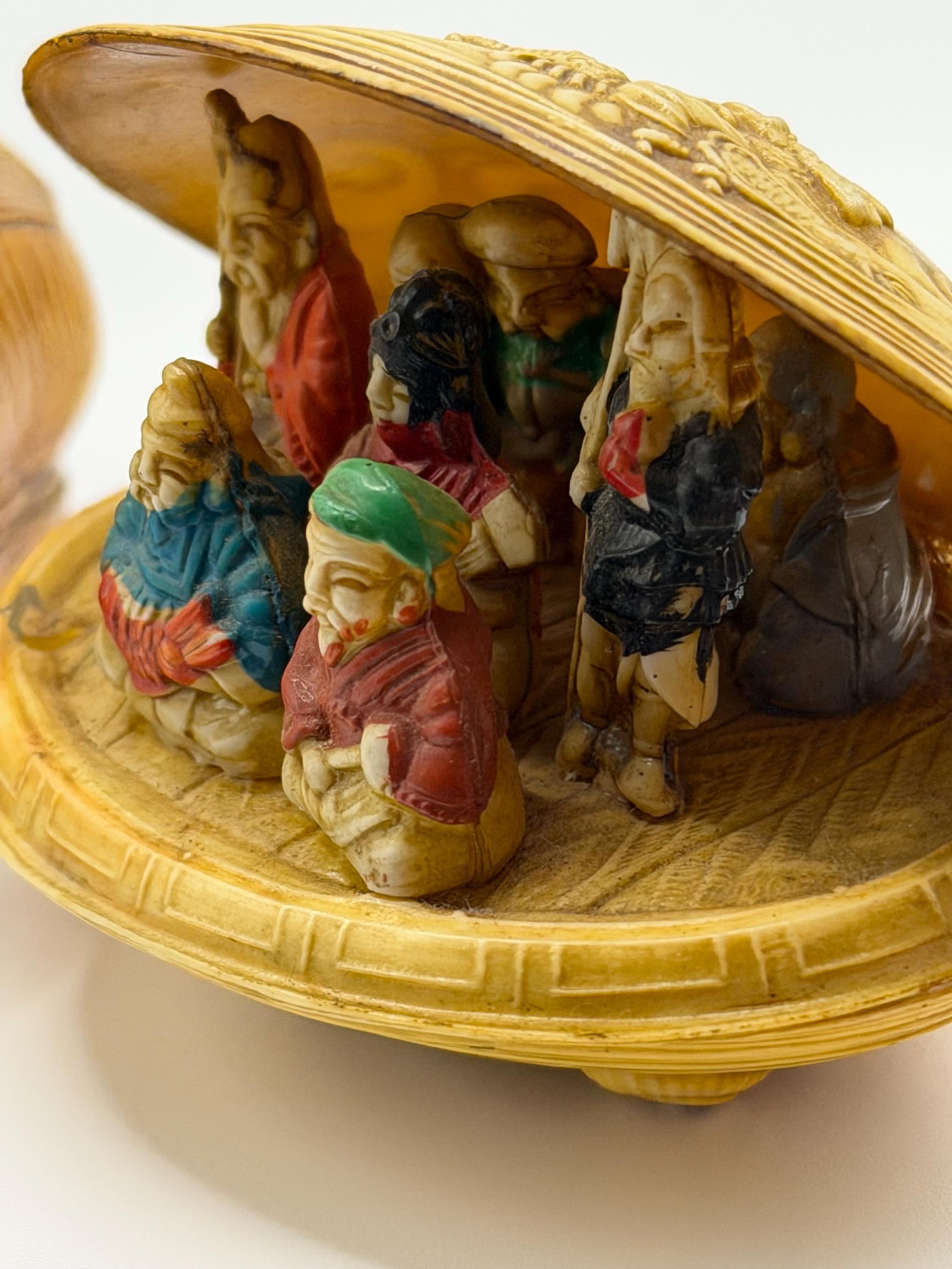 Vintage Japanese Celluloid Shell Diorama | Moving Waterwheel Miniature | Nautical Curiosity Decor | Vintage Japanese Collectible |