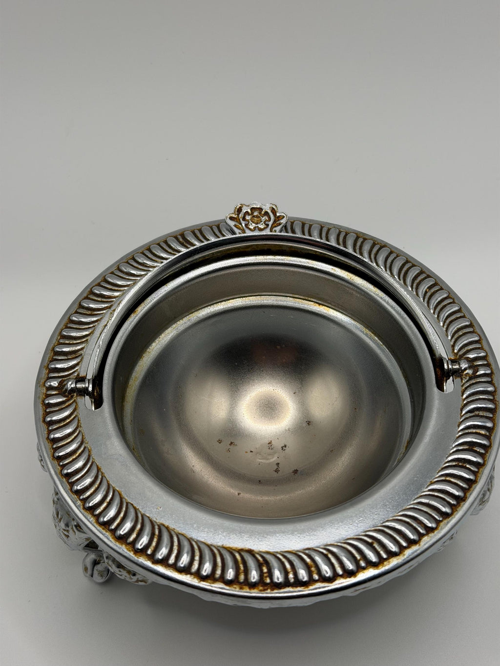 Vintage Silver Plated Caviar Dish / Covered Butter Dish / Globe Dome Serving Dish / Queen Anne England / Vintage Silver Plate Entertaining