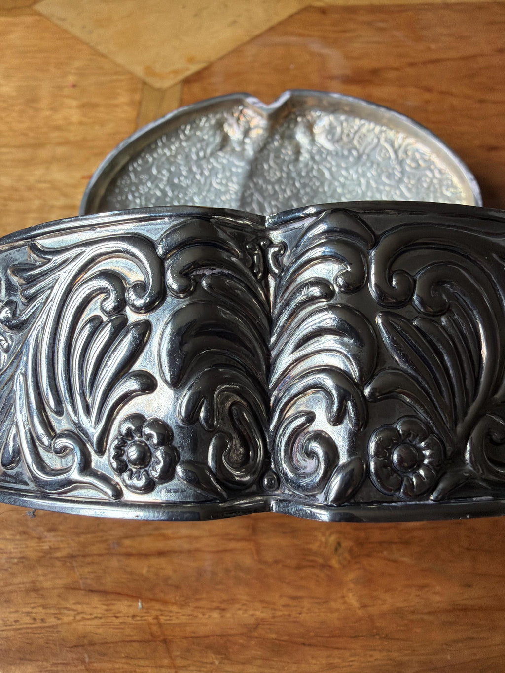 Vintage 1990s Silver Plated Double Heart Trinket Box  Red Velvet Lined Jewellery Keepsake Box  Engravable Love Gift