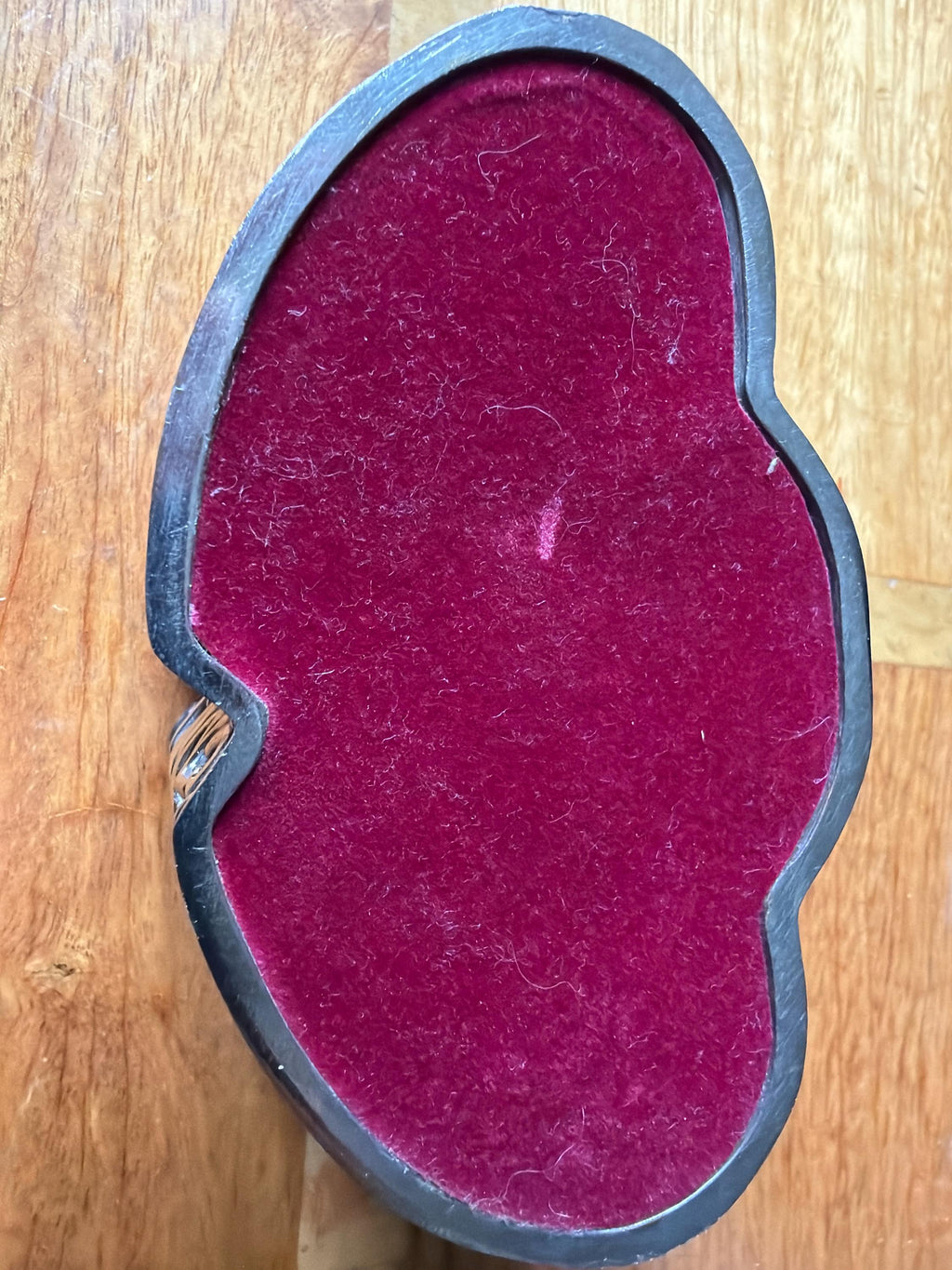 Vintage 1990s Silver Plated Double Heart Trinket Box  Red Velvet Lined Jewellery Keepsake Box  Engravable Love Gift