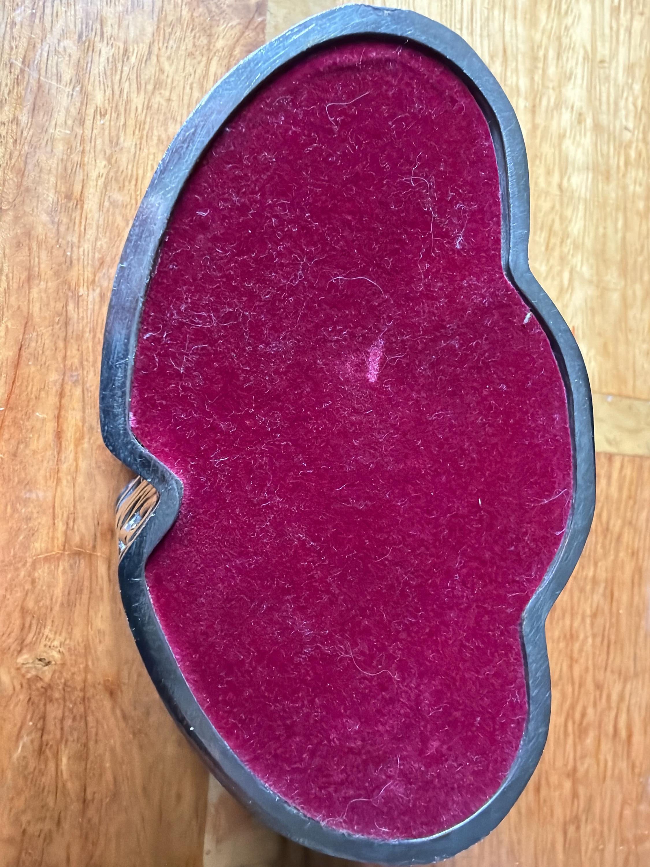 Vintage 1990s Silver Plated Double Heart Trinket Box  Red Velvet Lined Jewellery Keepsake Box  Engravable Love Gift
