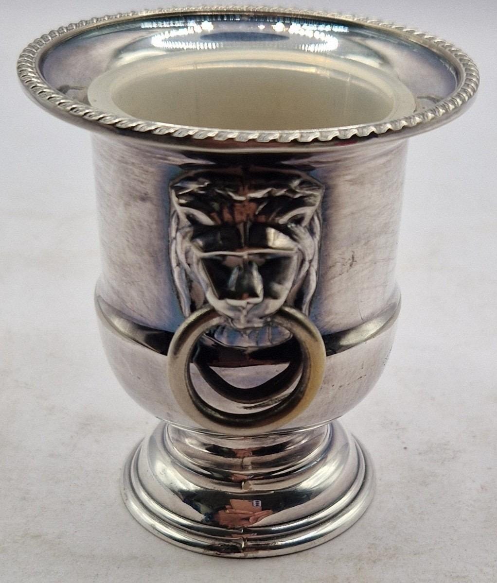 Vintage Viners of Sheffield England Silver Plated Lion Head Urn, Mini Wine Cooler, Toothpick Holder, Silver Plate Vase, Vintage Barware