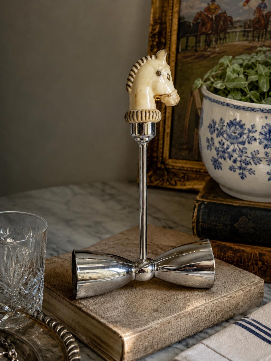 Vintage Horse Head Cocktail Jigger | Equestrian Barware | Double Spirit Measure | Horse Racing Home Bar Decor
