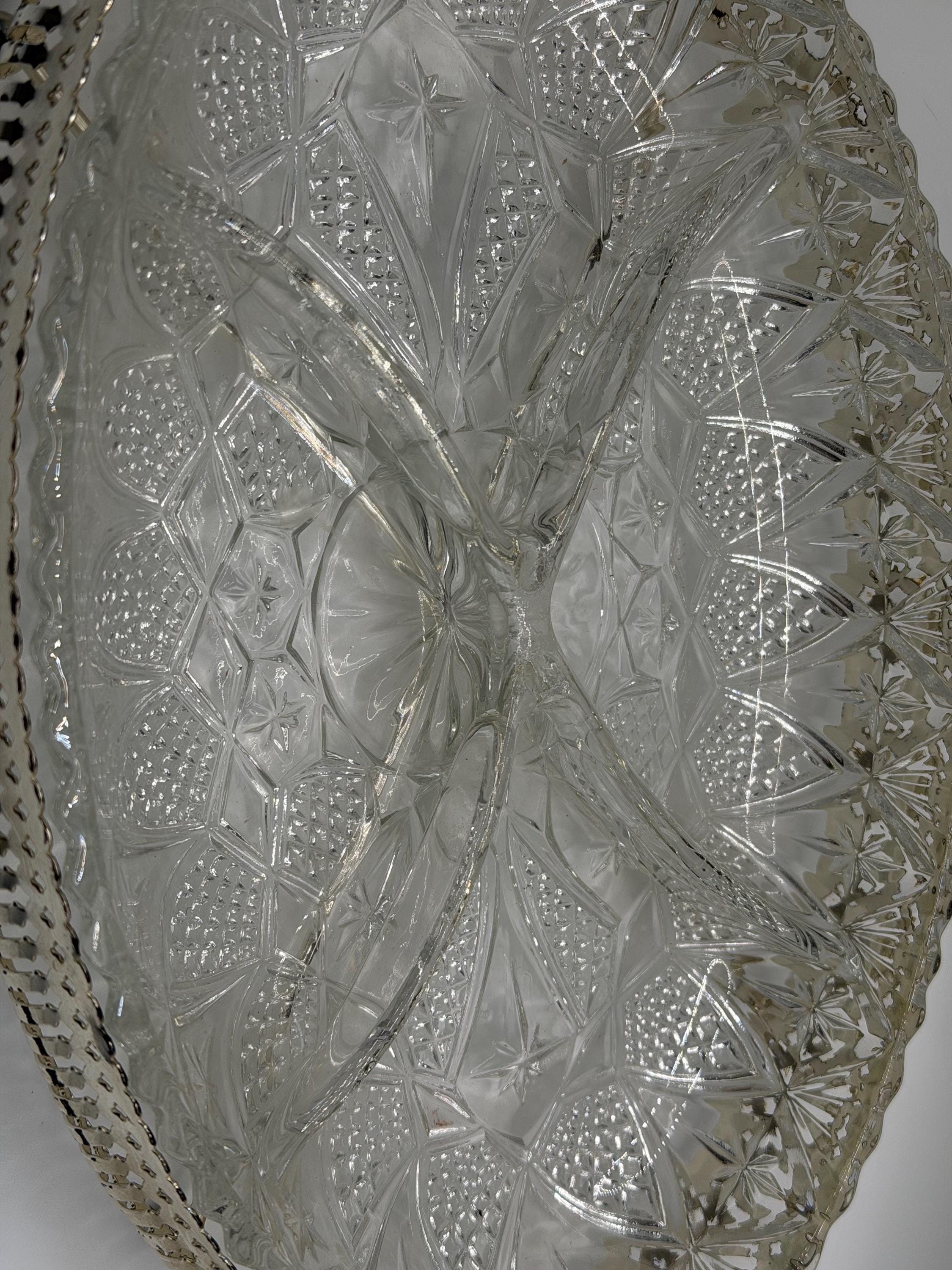 Antique EPNS Four Section Serving Dish with Cut Glass Insert | Silver Plate Divided Tray | Vintage English Home Decor