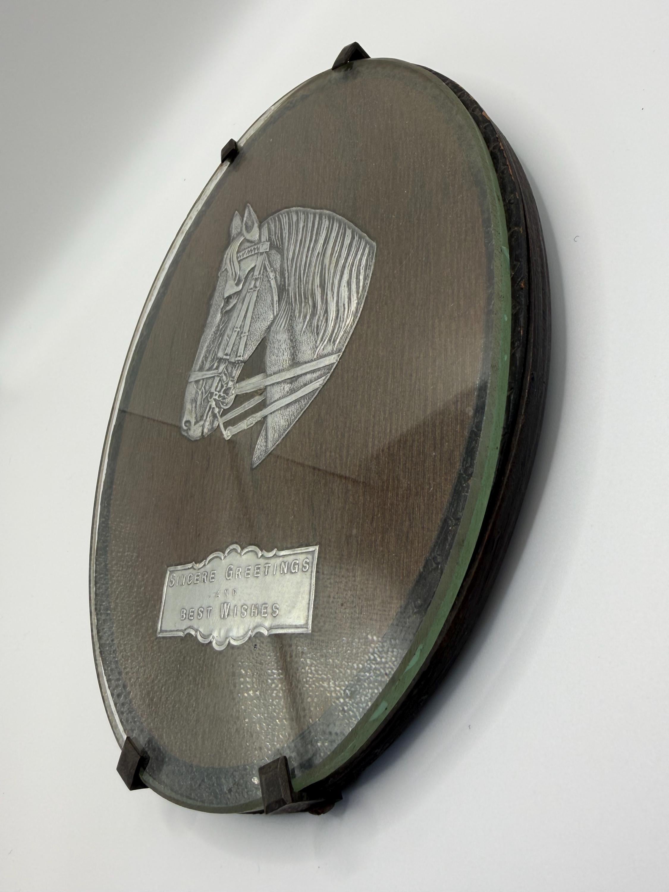 Rare Vintage Equestrian Horse Head Wall Plaque Under Original Glass | Country House Horse Decor | Boot Room Office Styling | Ralph Lauren