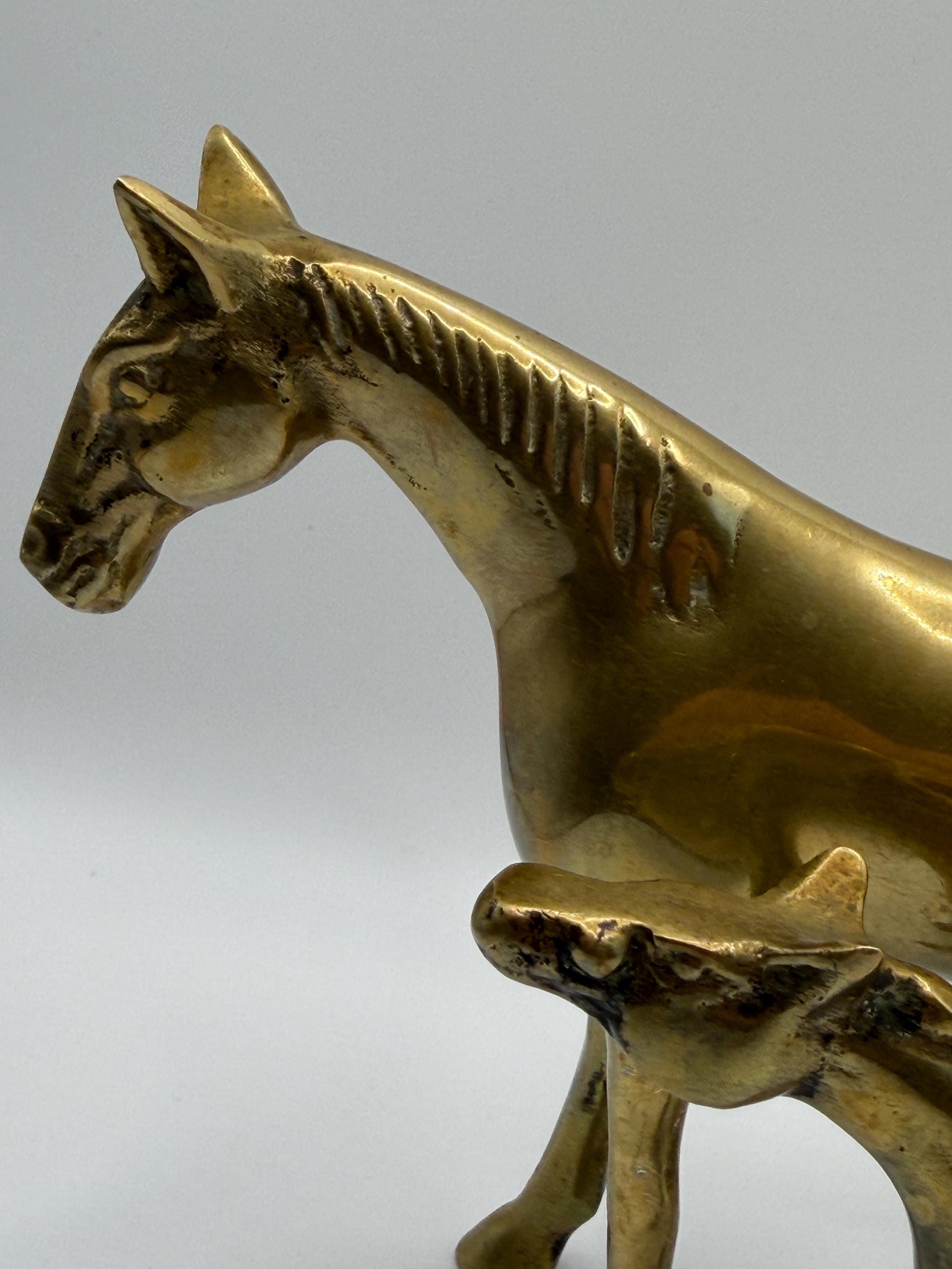 Vintage Brass Horse & Foal Figurines  Equestrian Decor  Brass Horse Ornaments  Country House Decor  Ralph Lauren Style  Vintage Horse