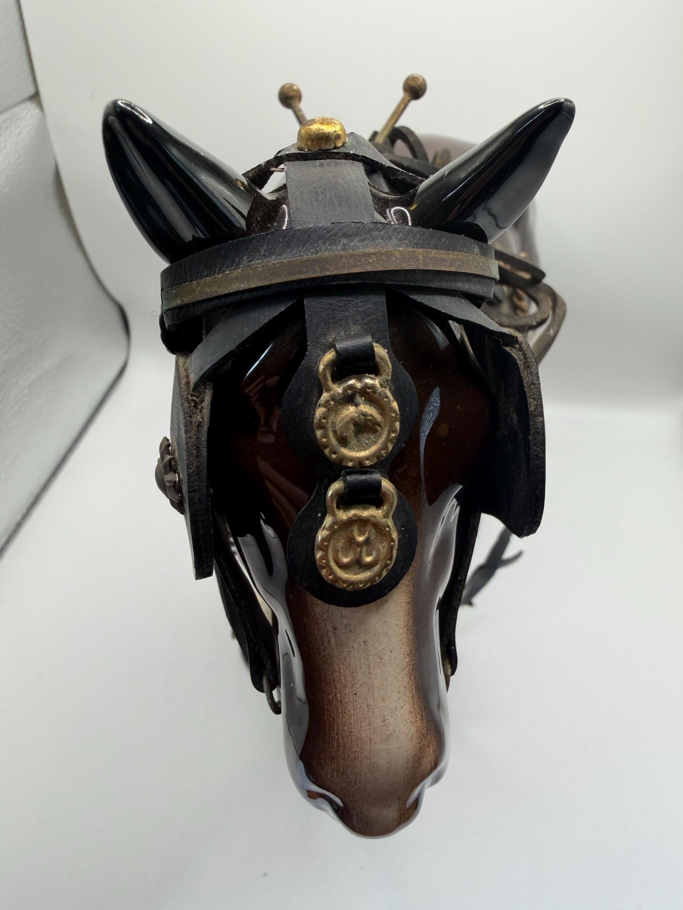 Vintage H.A. Wain & Sons Melba Ware Shire Horse Figure With Original Leather Harness  | Vintage Horse Ornament | Equestrian Decor