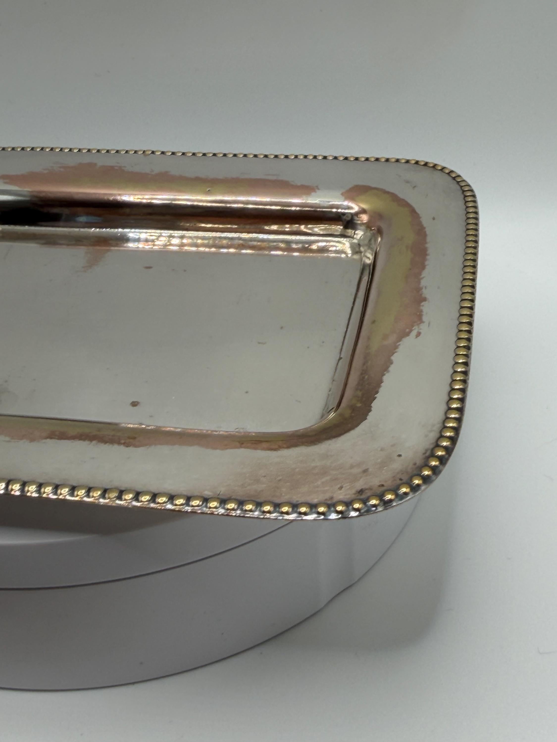 English Art Deco Silver Plated Entrée Dish by MANCO  Vintage Covered Serving Dish  Beaded Edge Silver Plate  English Tableware  Country