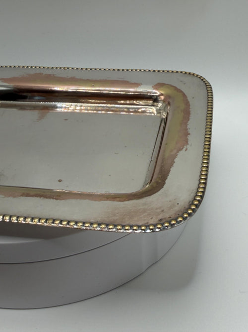 English Art Deco Silver Plated Entrée Dish by MANCO  Vintage Covered Serving Dish  Beaded Edge Silver Plate  English Tableware  Country