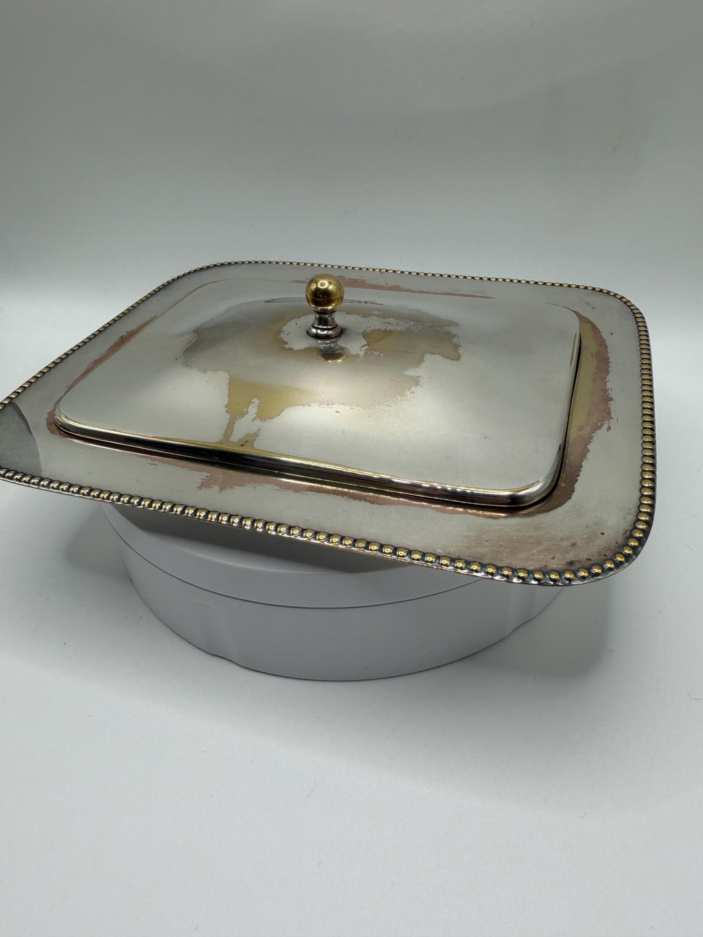 English Art Deco Silver Plated Entrée Dish by MANCO  Vintage Covered Serving Dish  Beaded Edge Silver Plate  English Tableware  Country