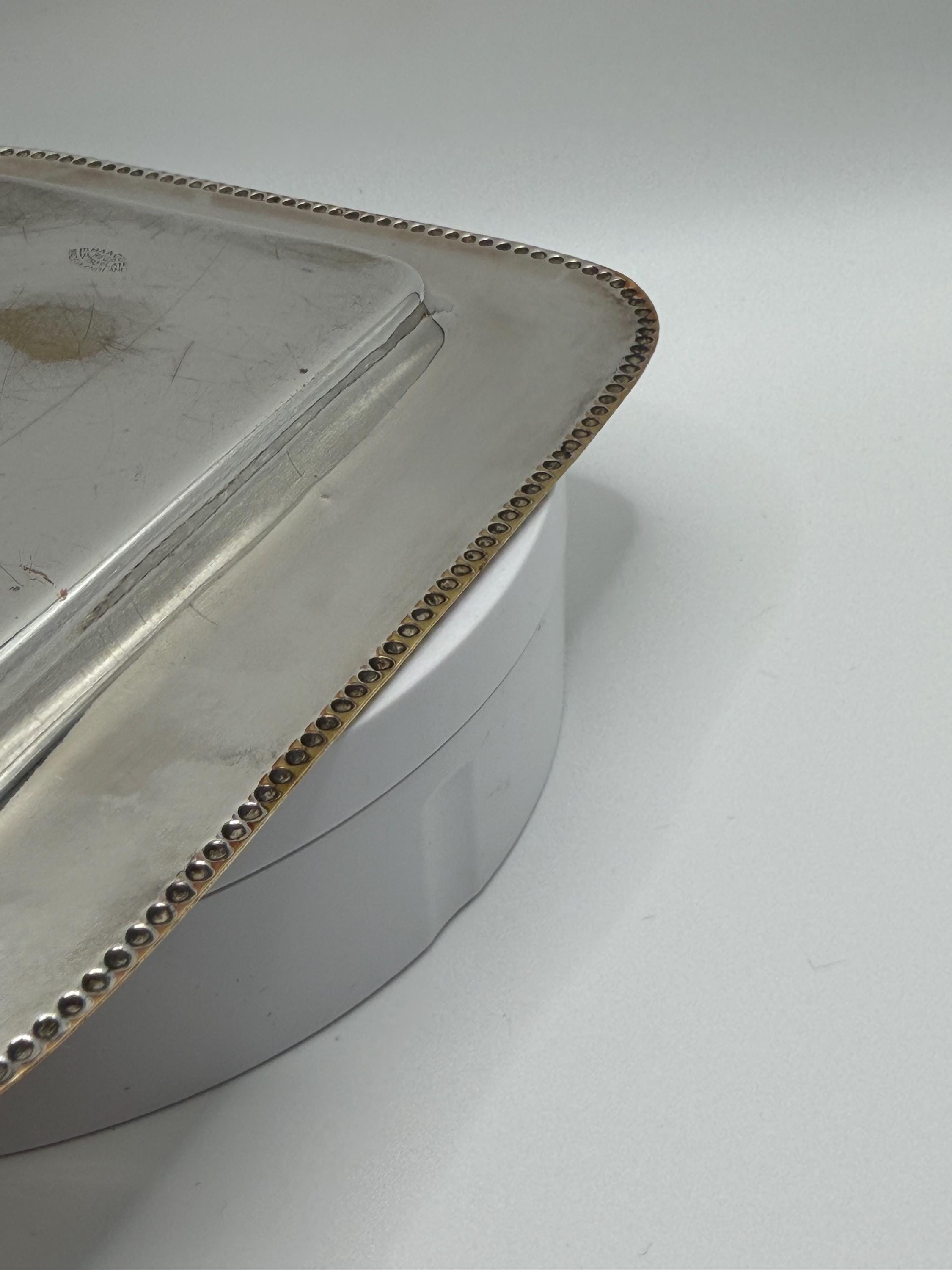 English Art Deco Silver Plated Entrée Dish by MANCO  Vintage Covered Serving Dish  Beaded Edge Silver Plate  English Tableware  Country
