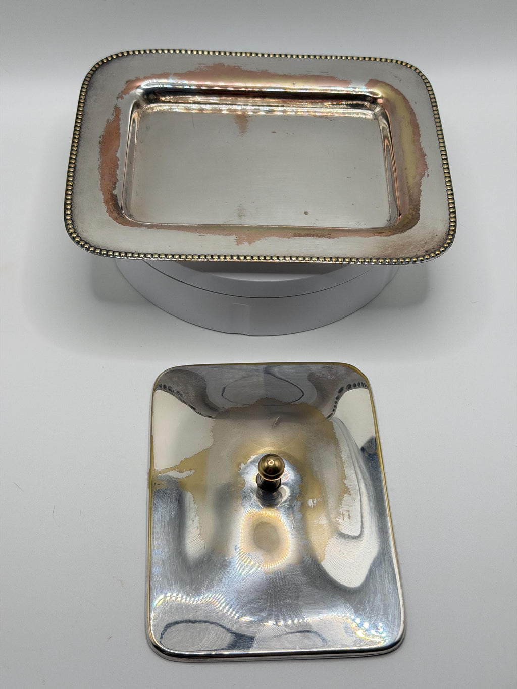 English Art Deco Silver Plated Entrée Dish by MANCO  Vintage Covered Serving Dish  Beaded Edge Silver Plate  English Tableware  Country