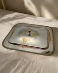 English Art Deco Silver Plated Entrée Dish by MANCO  Vintage Covered Serving Dish  Beaded Edge Silver Plate  English Tableware  Country