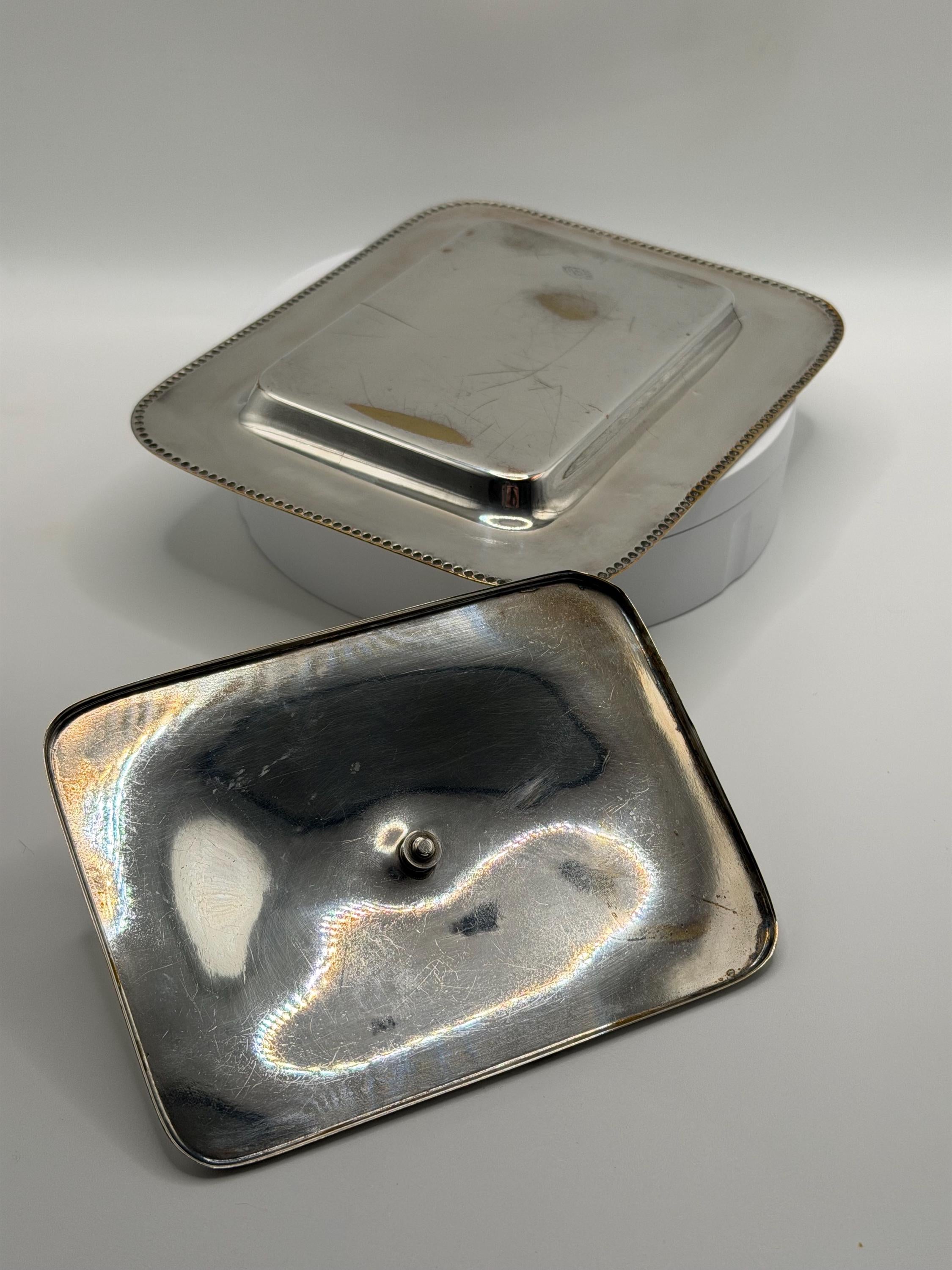 English Art Deco Silver Plated Entrée Dish by MANCO  Vintage Covered Serving Dish  Beaded Edge Silver Plate  English Tableware  Country