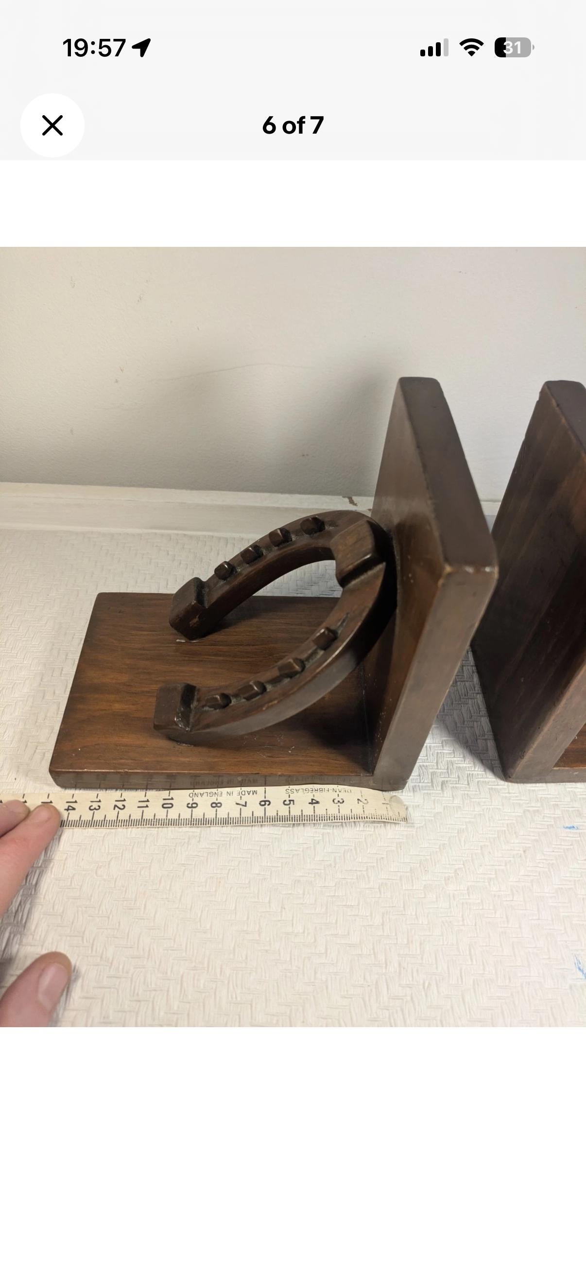 Vintage Wooden Horseshoe Bookends | Equestrian Country House Decor | Rustic Horse Lover Gift | Vintage Study Shelf Styling | Cottagecore