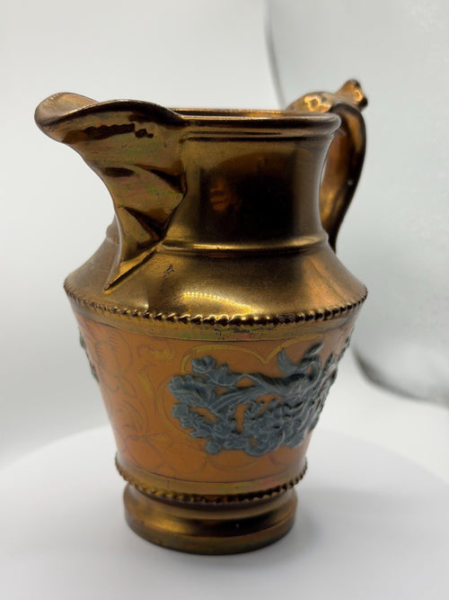 Victorian Copper Lustre Pottery Jug / Pitcher  Staffordshire Style Antique Ceramic Cream Jug  English Victorian Decor  Copper Lustre Ware