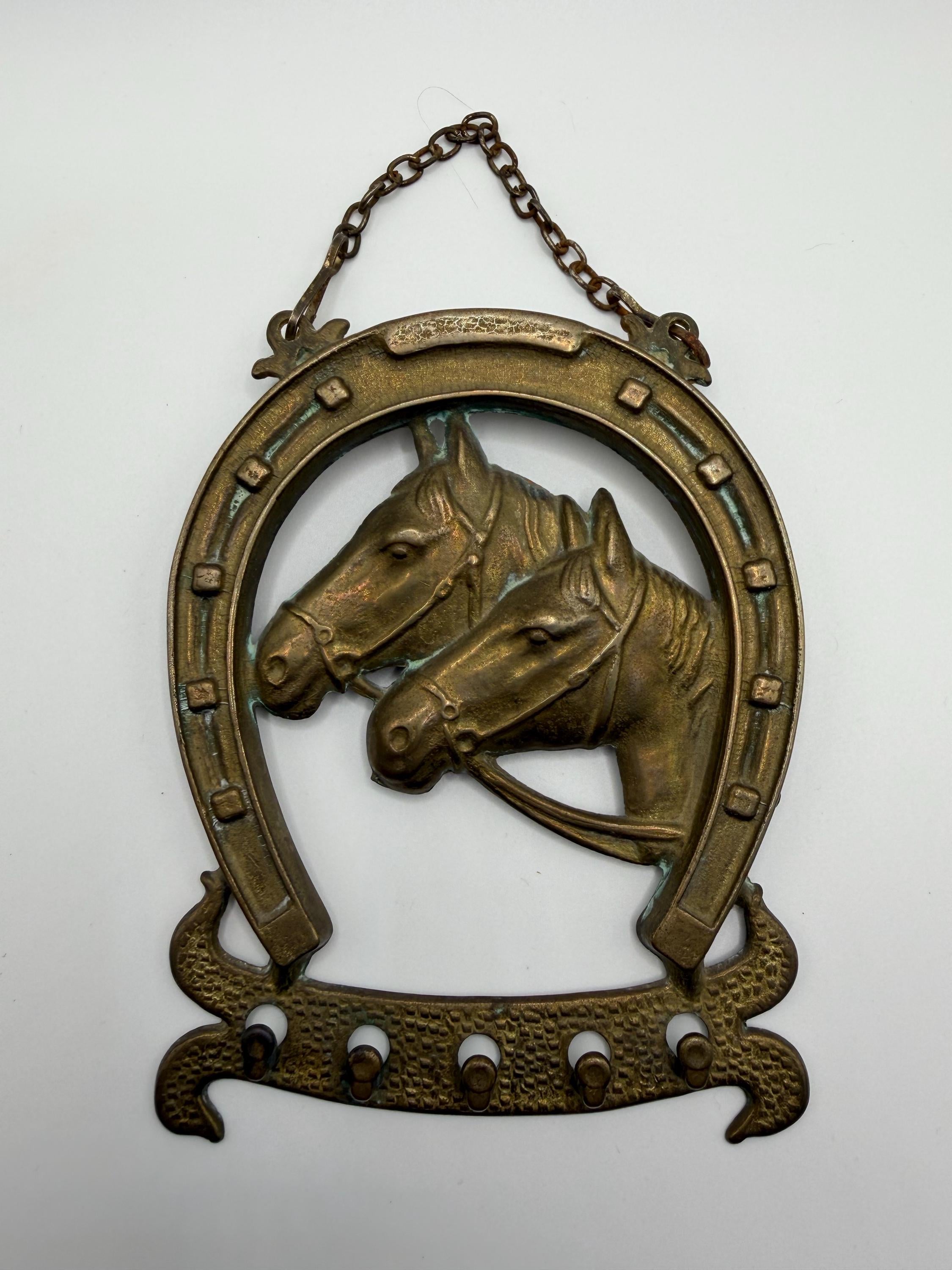 Vintage Brass Horse Key Hook  Small Equestrian Wall Key Holder  Horseshoe Brass Key Rack  Ralph Lauren Inspired Country House Décor