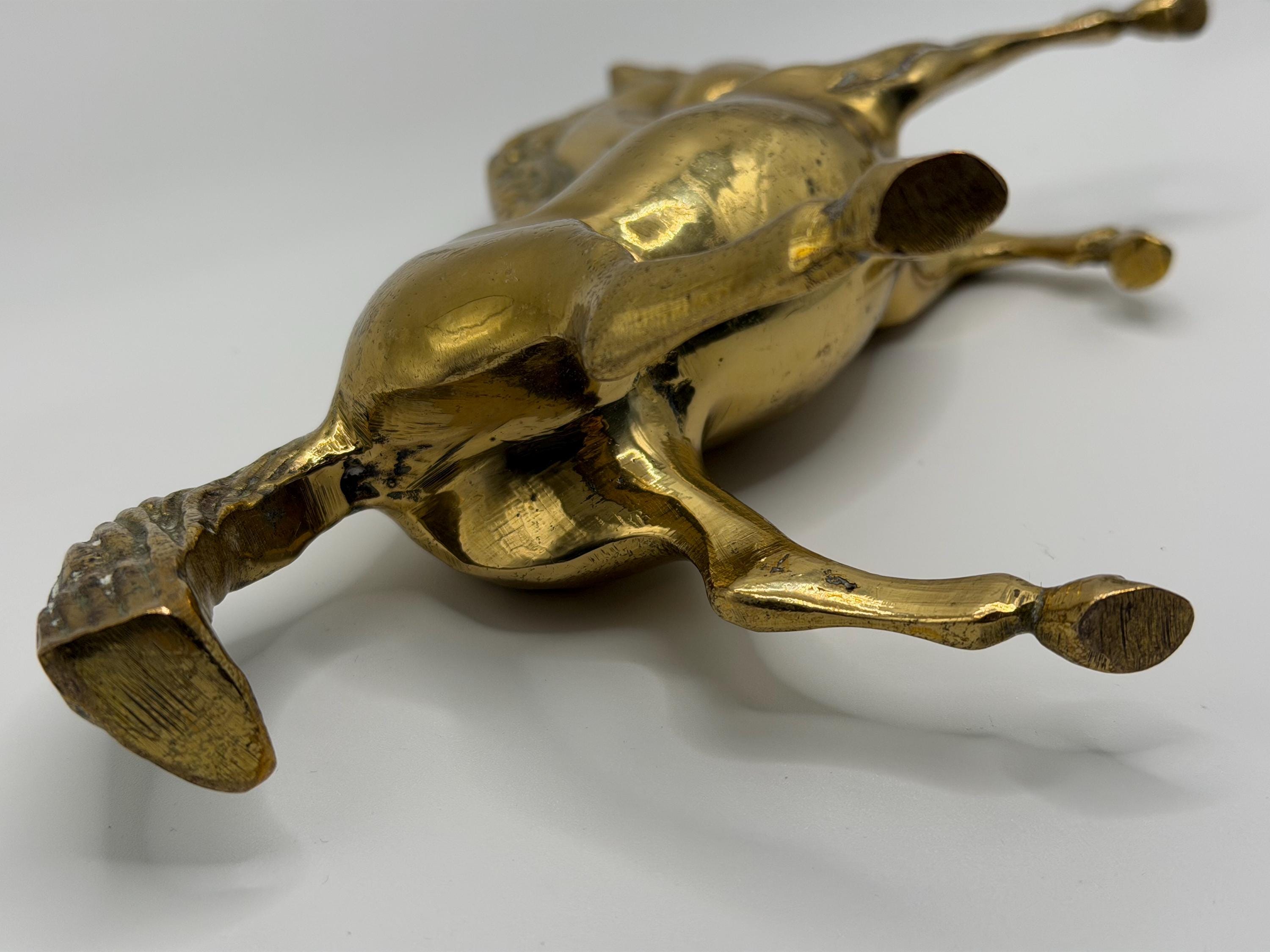 Vintage Heavy Brass Rearing Horse Figure | Equestrian Horse Ornament | Ralph Lauren Inspired Decor | Country House Brass Sculpture