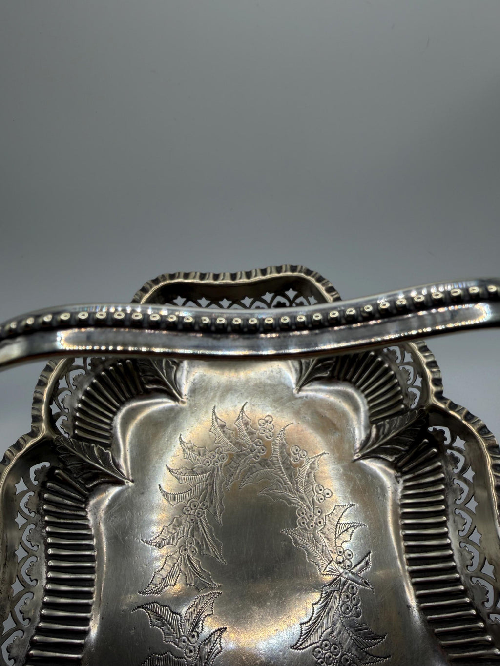 Antique Edwardian Silver Plate Swing Handle Basket Bowl | Cooper Brothers Sheffield | Pierced Silver Fruit Bowl | Ralph Lauren Style Decor