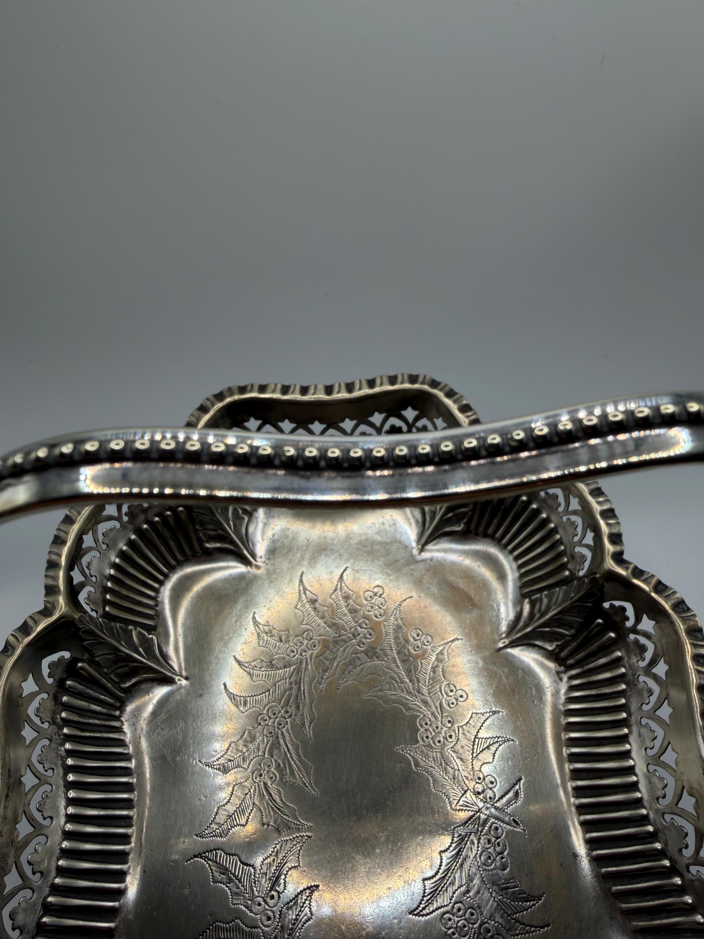 Antique Edwardian Silver Plate Swing Handle Basket Bowl | Cooper Brothers Sheffield | Pierced Silver Fruit Bowl | Ralph Lauren Style Decor