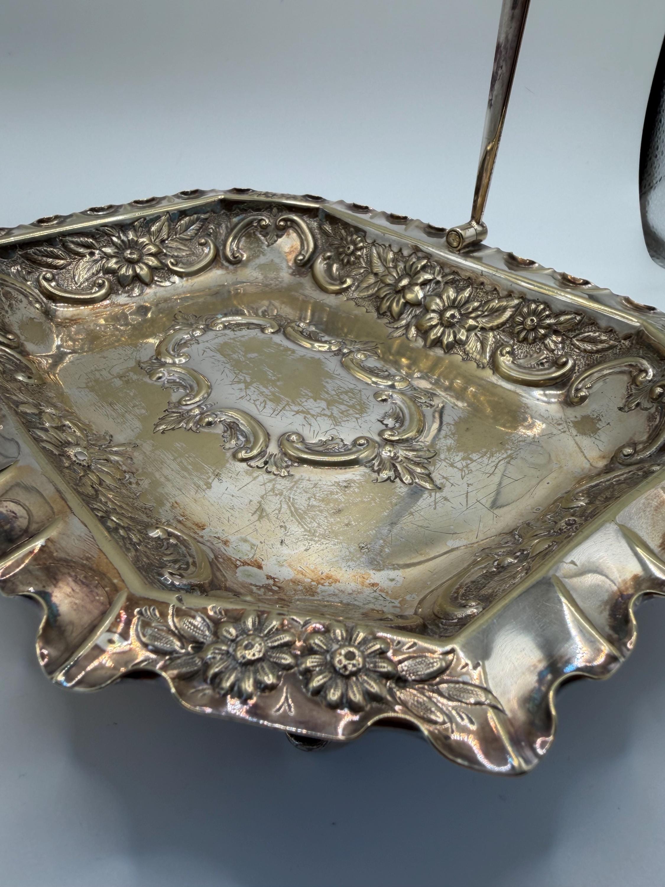 Vintage Silver Plated EPNS Basket Dish / Bon Bon Basket / Decorative Serving Dish  HH&S Sheffield