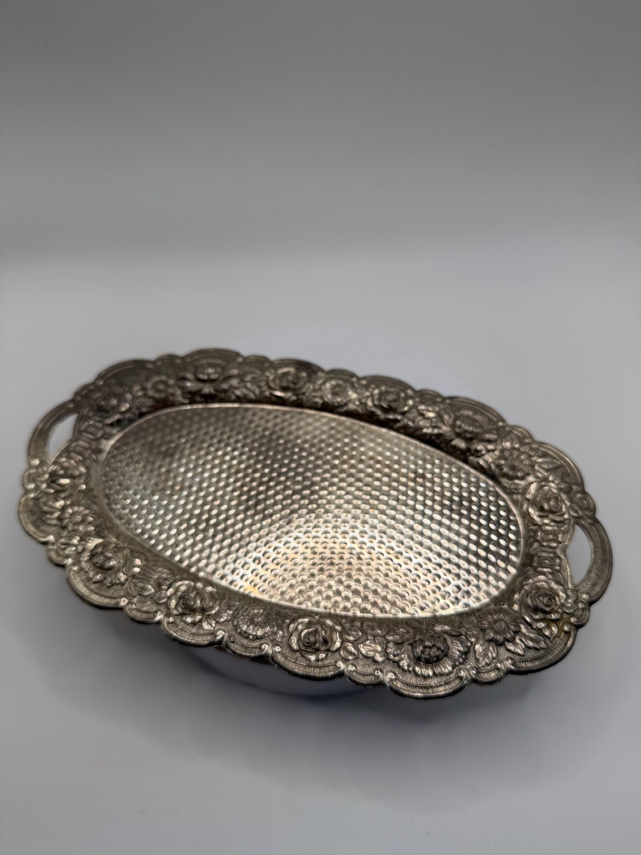 Vintage Highlands Silver Plated Tray | Small Ornate Silver Tray | Floral Silver Plate Vanity Tray | Vintage Serving Tray | Cottage Home Deco