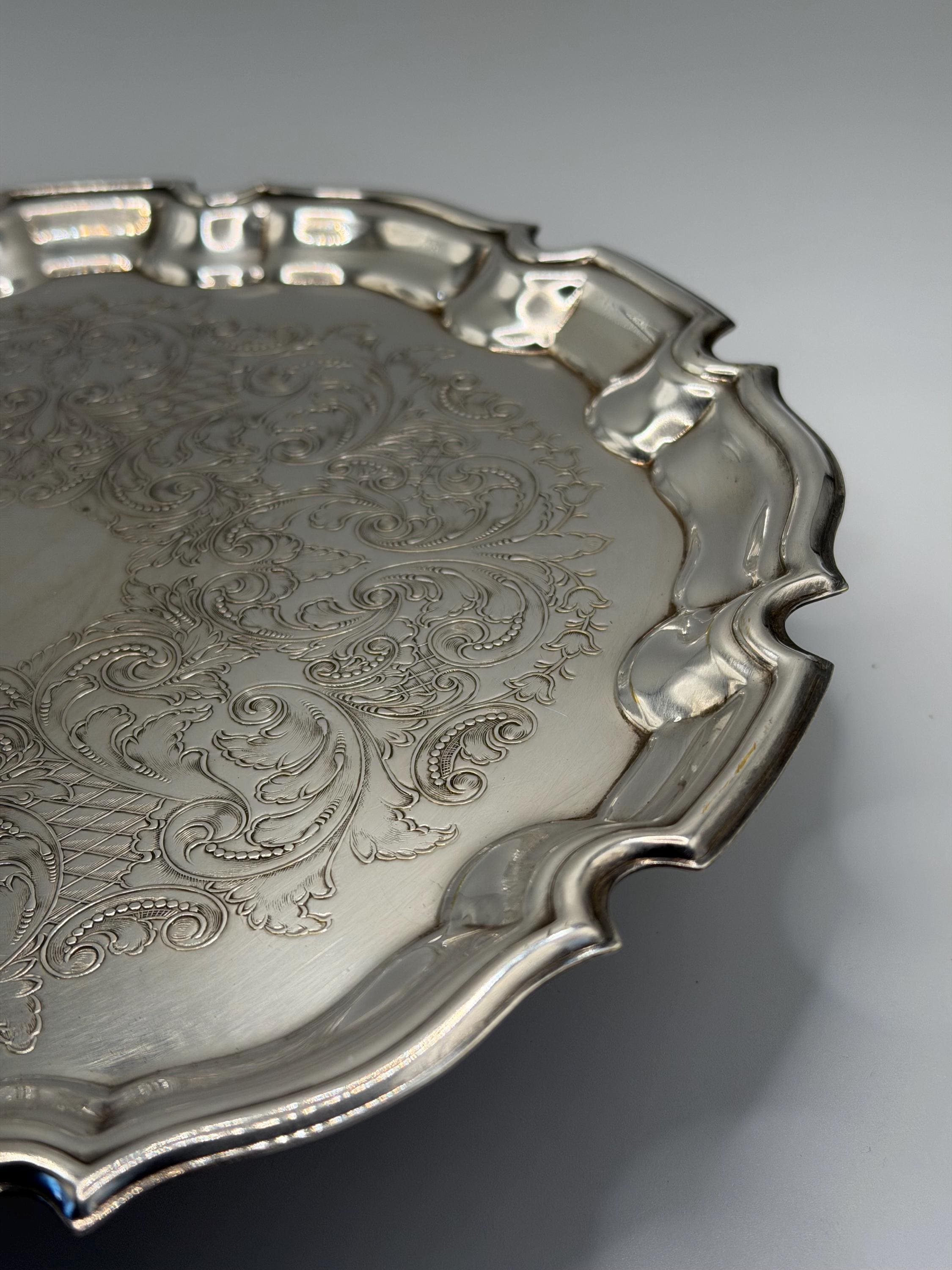 Vintage Silver Plated Ornate Gallery Tray | Decorative Coffee Table Tray | English Vintage Silver | Bar Cart Decor | Country House Style