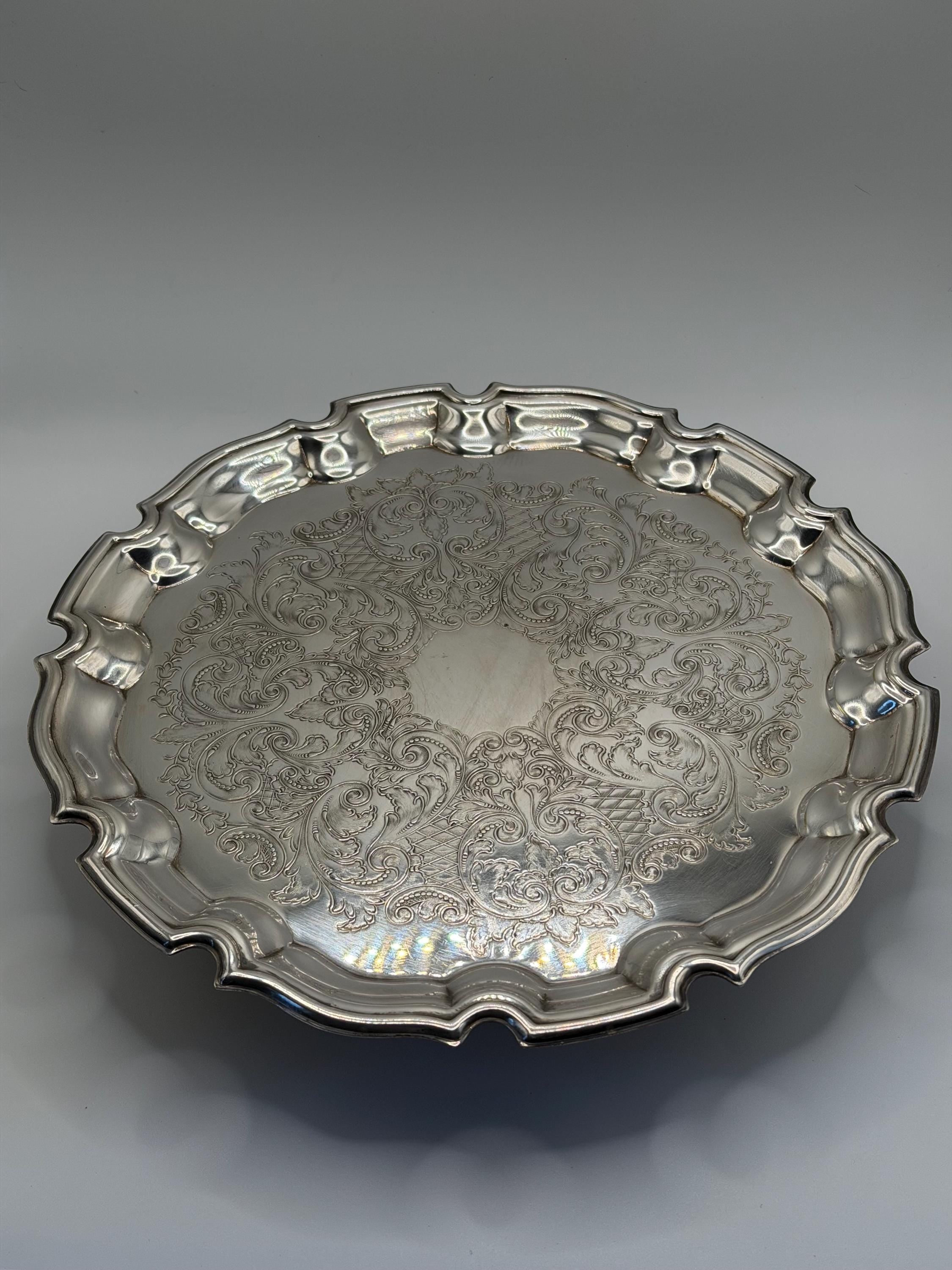 Vintage Silver Plated Ornate Gallery Tray | Decorative Coffee Table Tray | English Vintage Silver | Bar Cart Decor | Country House Style