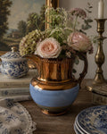 Antique English Staffordshire Lustreware Jug / Copper Lustre Pitcher / Blue Band Ceramic Vase / Victorian Country House Decor