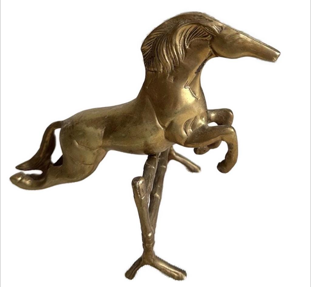 Vintage Brass Jumping Horse Figurine | Equestrian Decor | Brass Horse Ornament | Country House Interior | Vintage Horse Sculpture