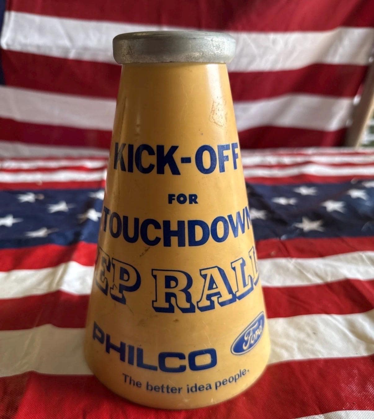 Vintage American Philco Ford Pep Rally Megaphone | Americana Decor | Vintage USA Advertising | American Football Collectible | Retro Sports