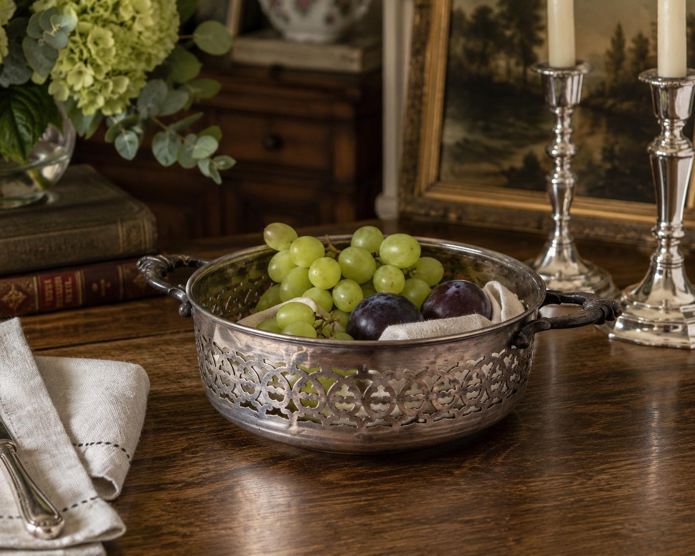 Antique Victorian Silver Plate Pierced Bowl | Martin Hall & Co Sheffield | EPGS Bonbon Dish | Gothic Fruit Bowl | English Antique Centrepiec