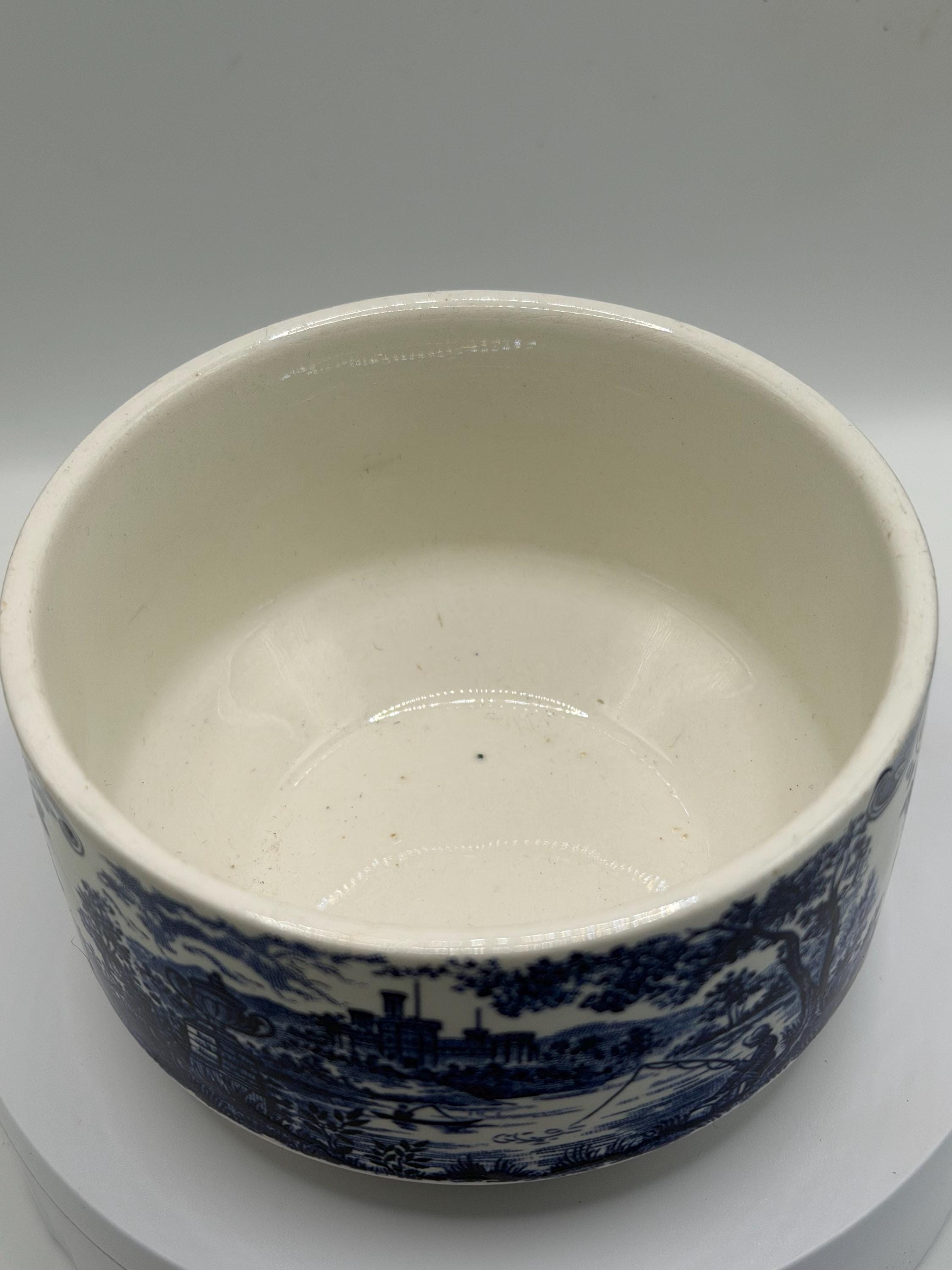 Vintage Broadhurst Ironstone Sugar Bowl | The English Scene | Blue & White Staffordshire Pottery
